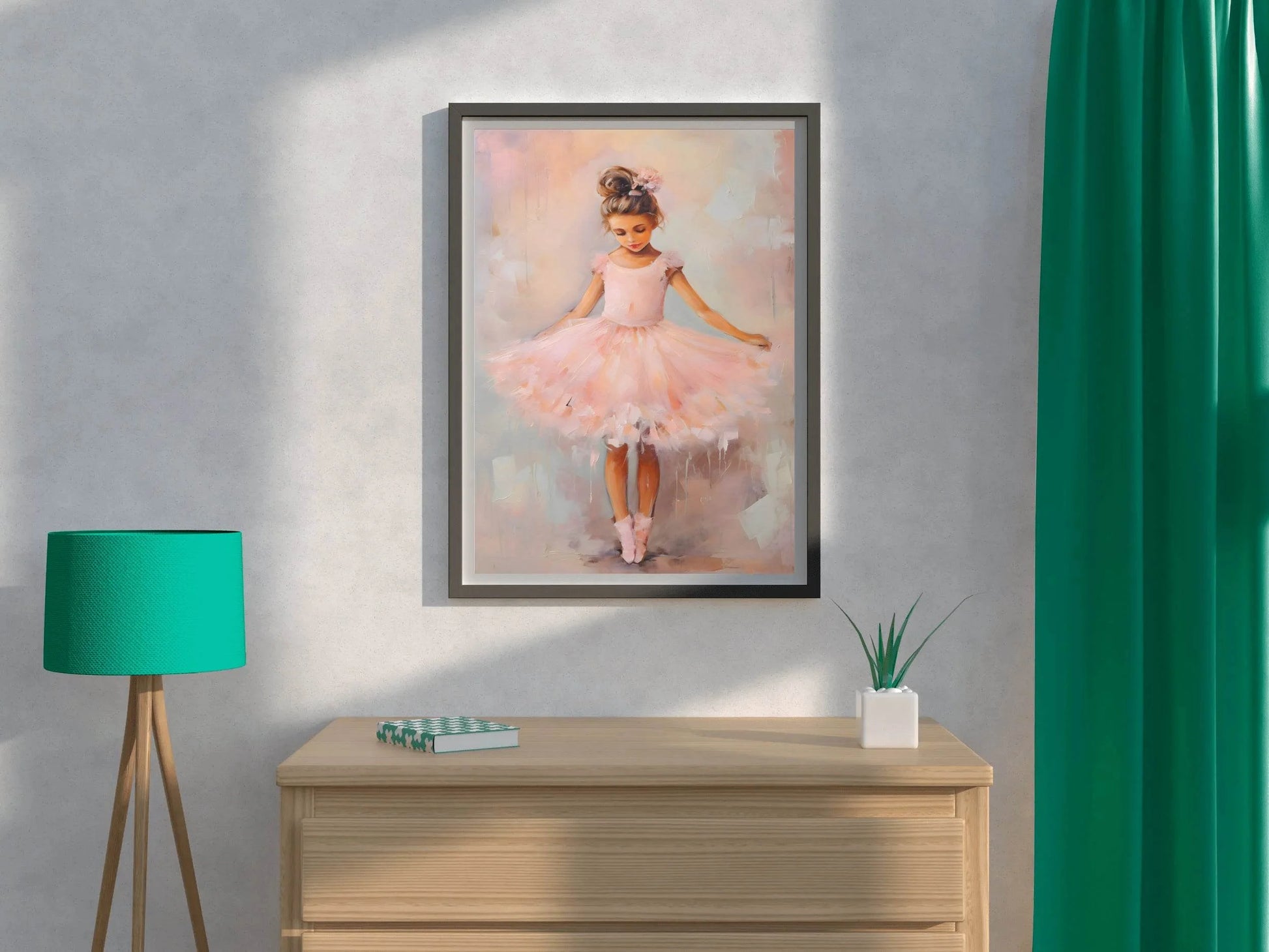 Watercolor Brushed illustration of Girl in Pink Dress - beink online art store