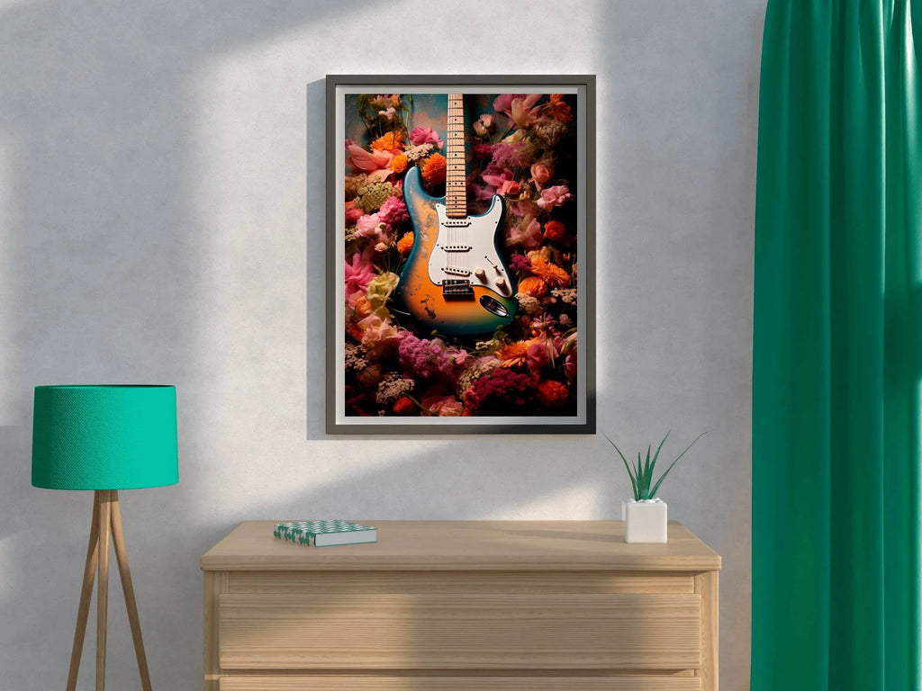 Guitar With Spring Flowers Wall Art - beink online art store