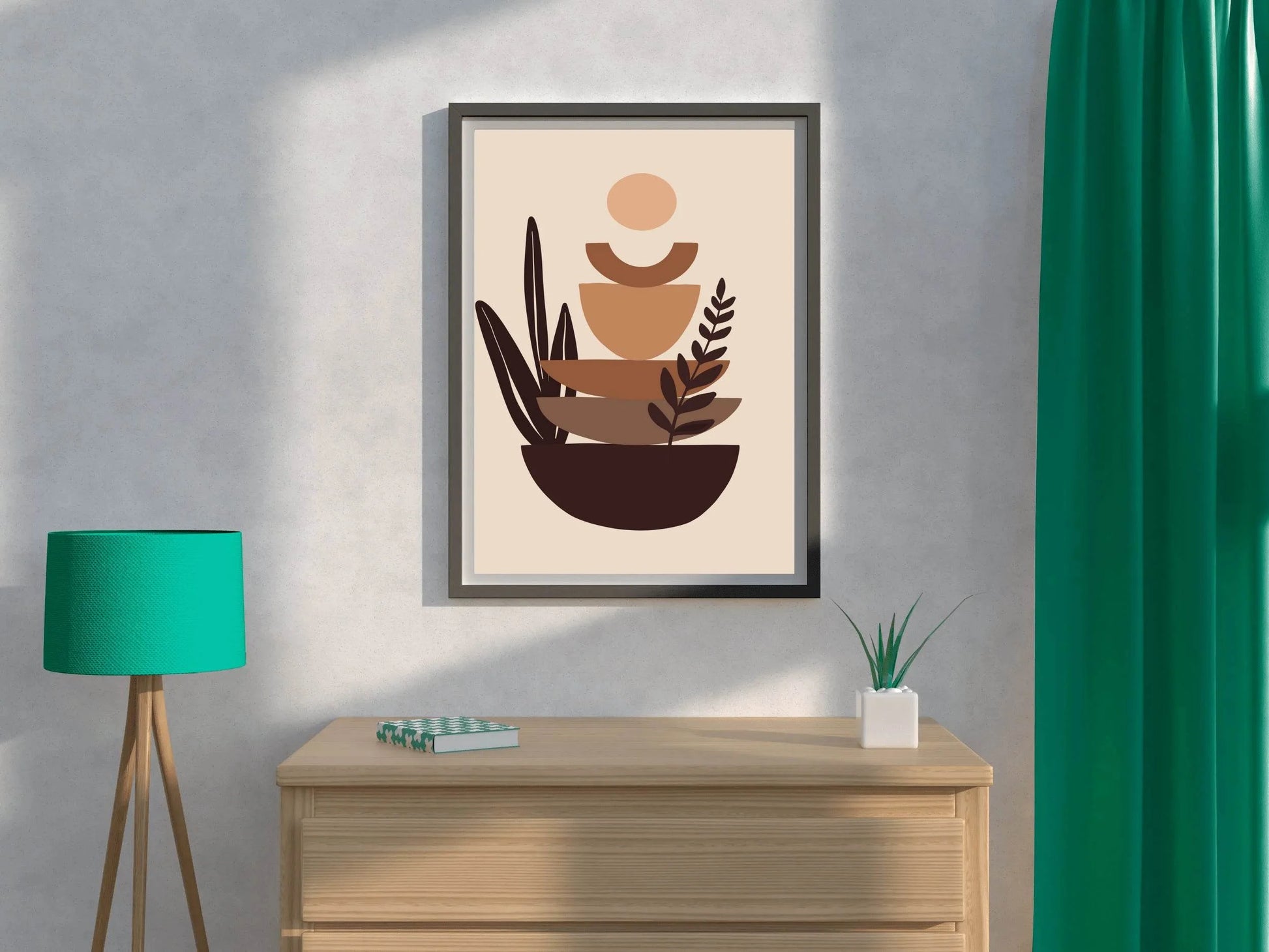 Abstract Botanical Art With Stacked Shapes ArtWork - beink online art store
