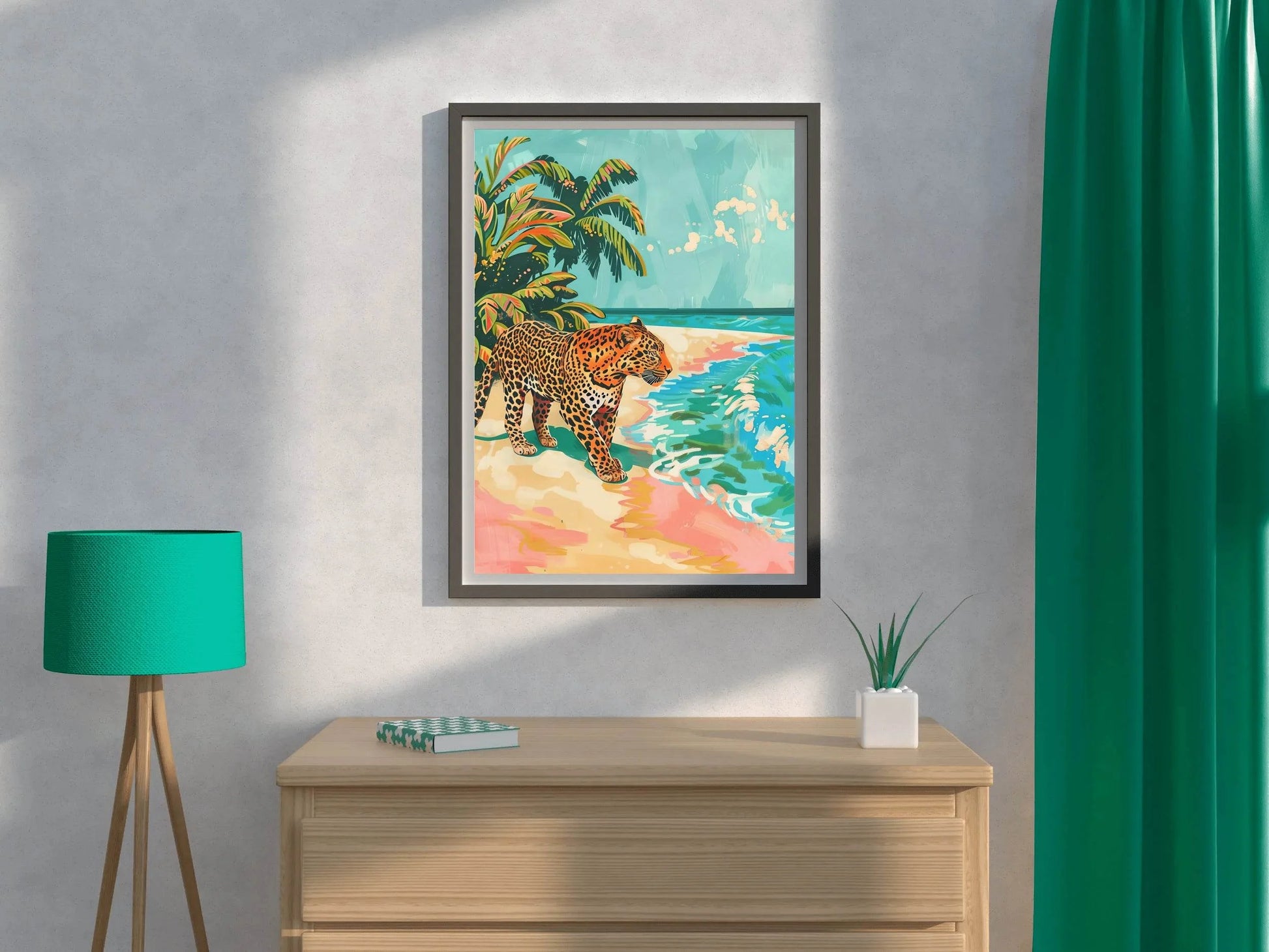 Leopard on the Beach Wall Art - beink online art store