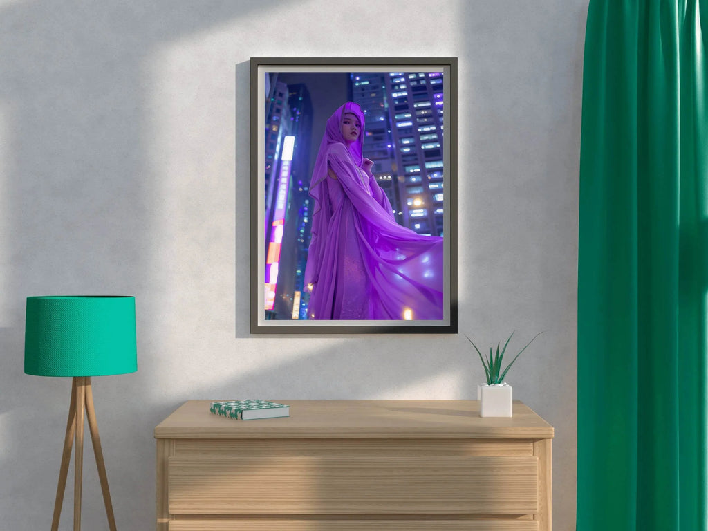 Purple Women Silk Dress Wall Art - beink online art store