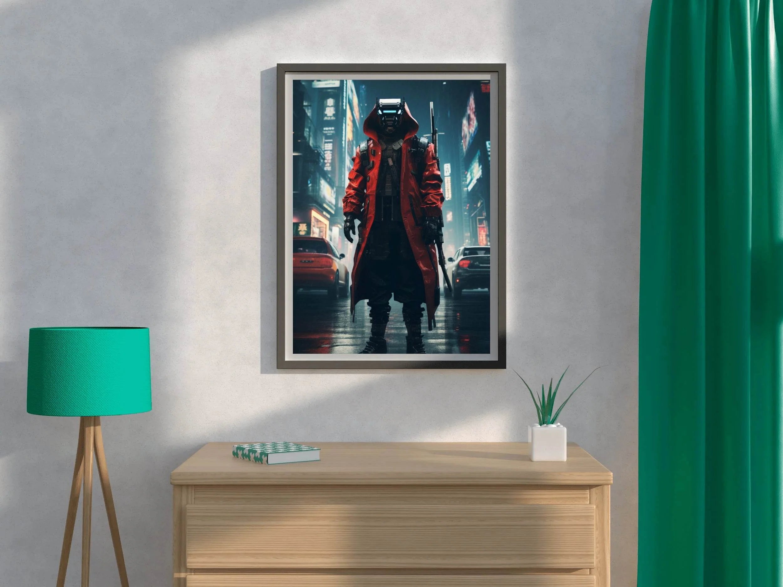 Cyberpunk Warrior In Urban Scenery Anime Wall Art - beink online art store