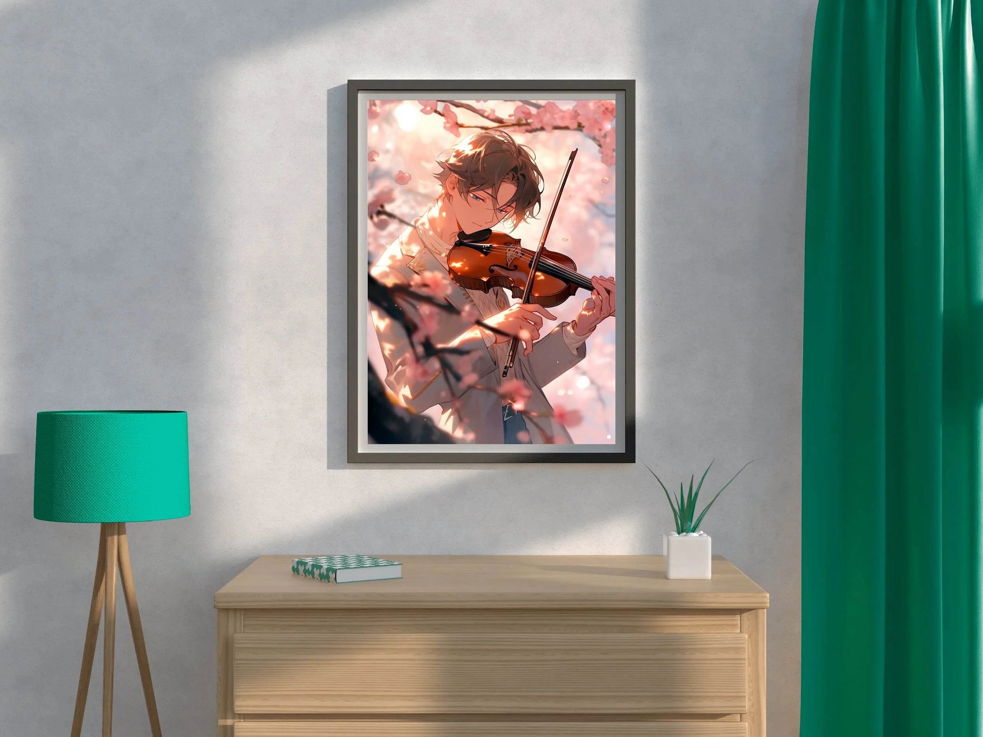Young Anime Boy Playing violin Wall Art - beink online art store