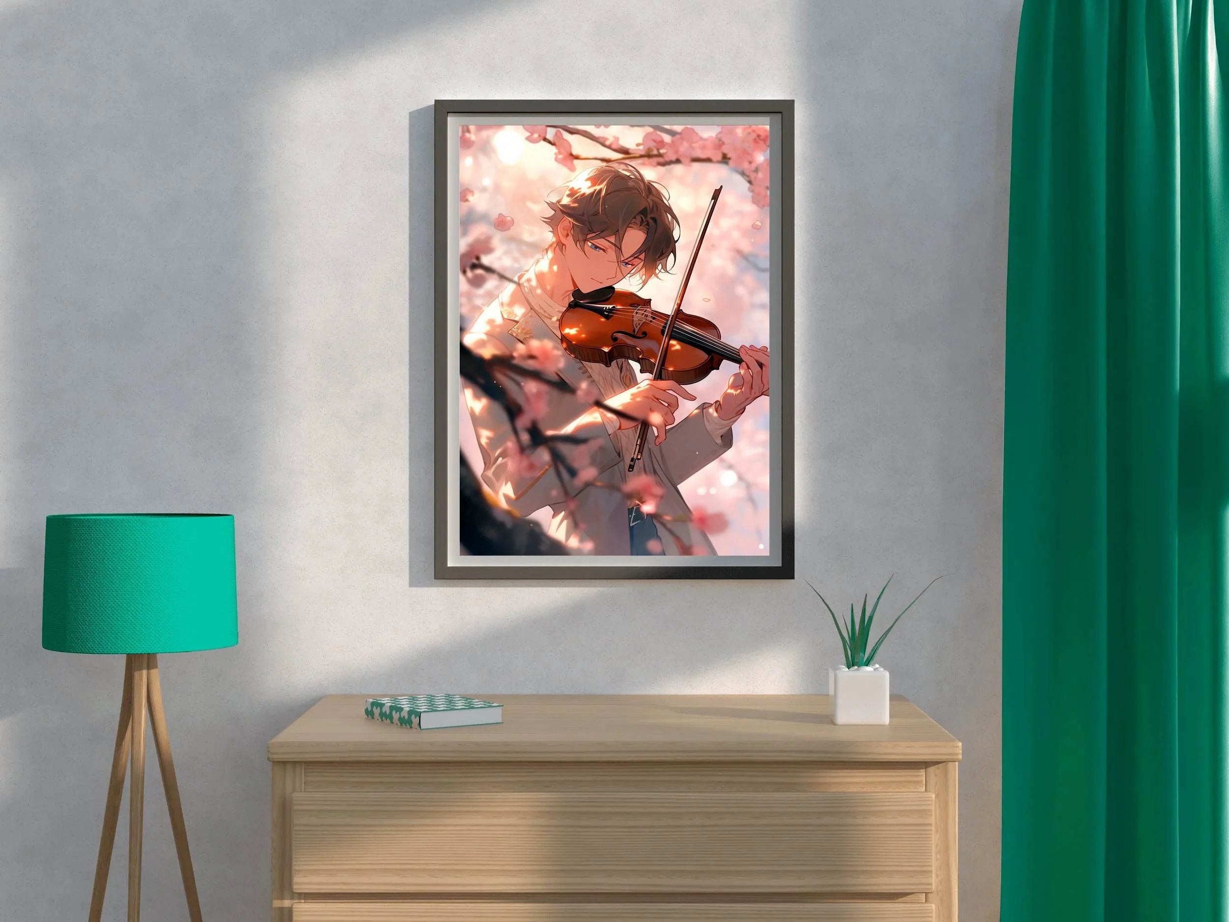 Young Anime Boy Playing violin Wall Art - beink online art store