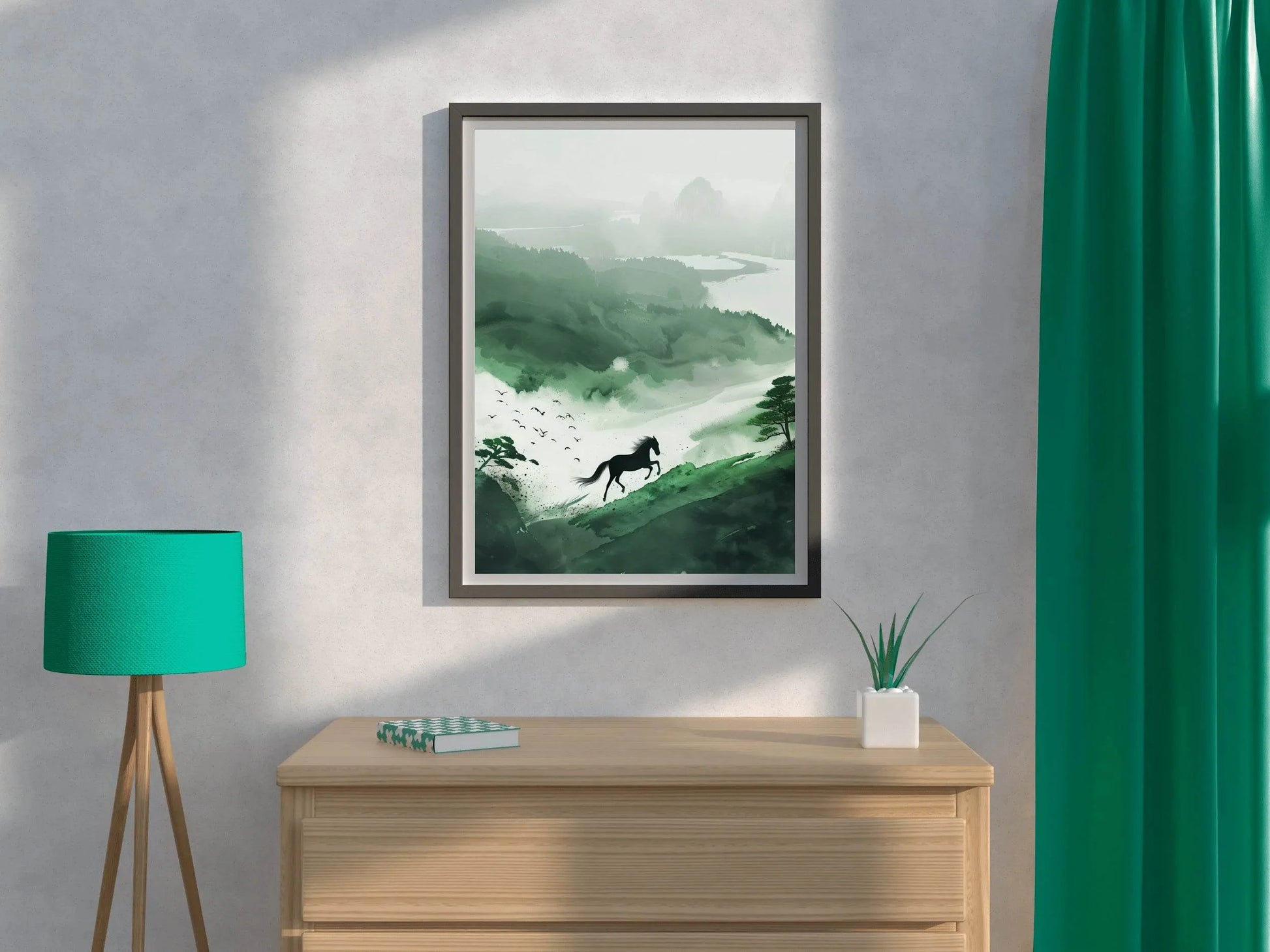 Painting Black Horse In The Forest Wall Art - beink online art store