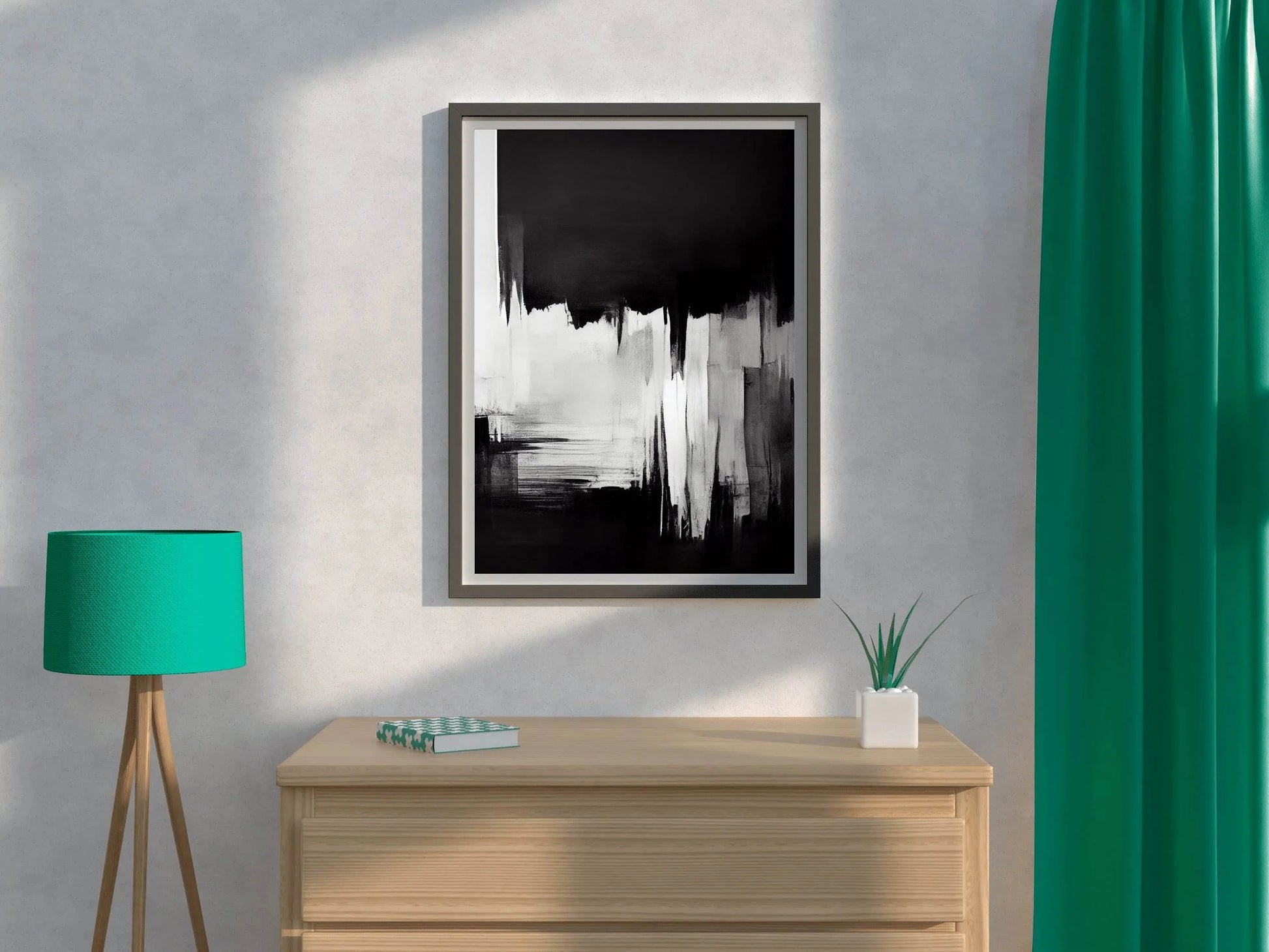Black and White Brush Strokes Abstract Wall Art - beink online art store