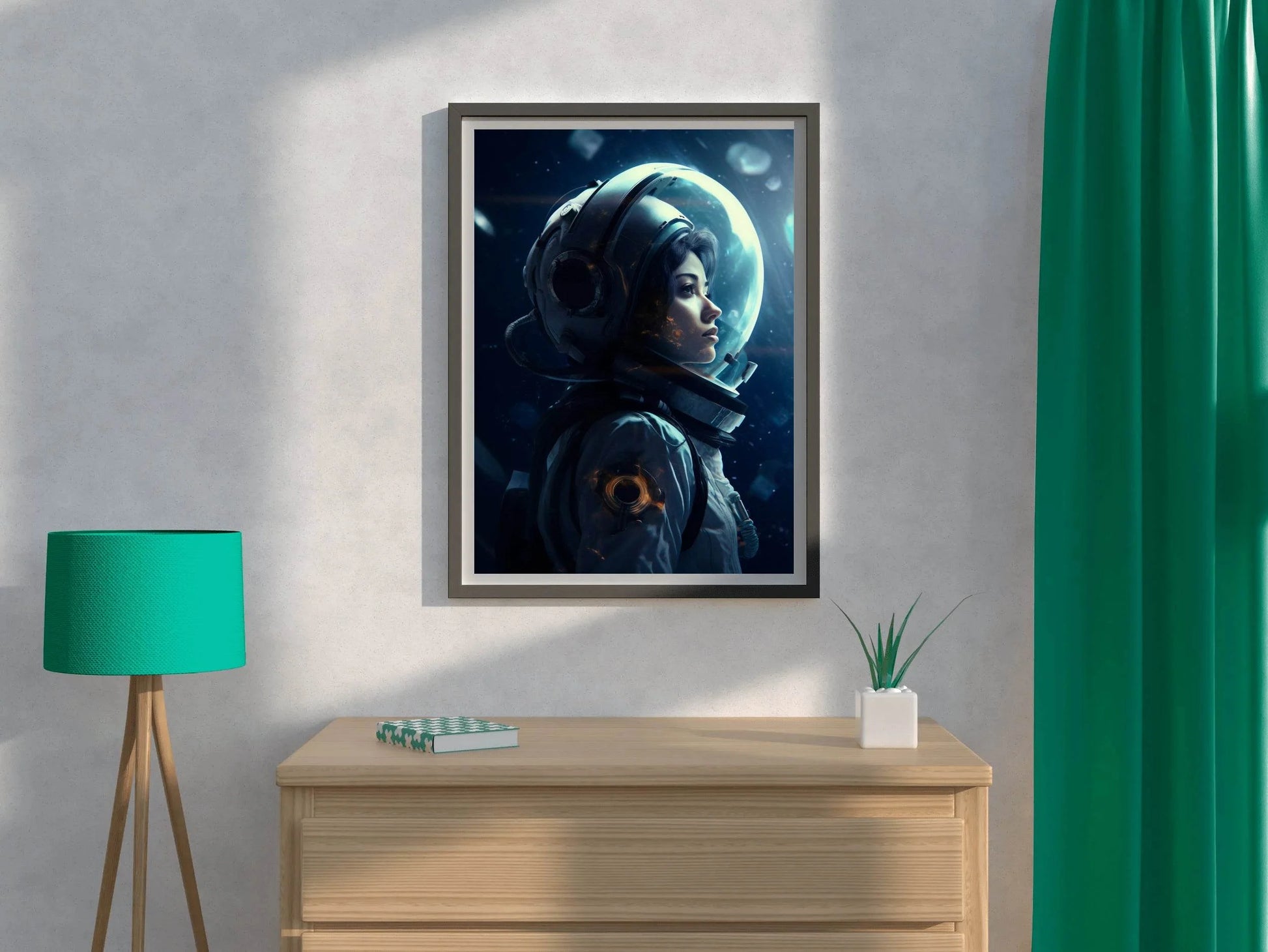 Female Astronaut portrait from side Wall Art - beink online art store