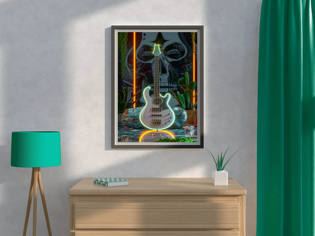 Augustic Guitar With Neon Wall Art - beink online art store