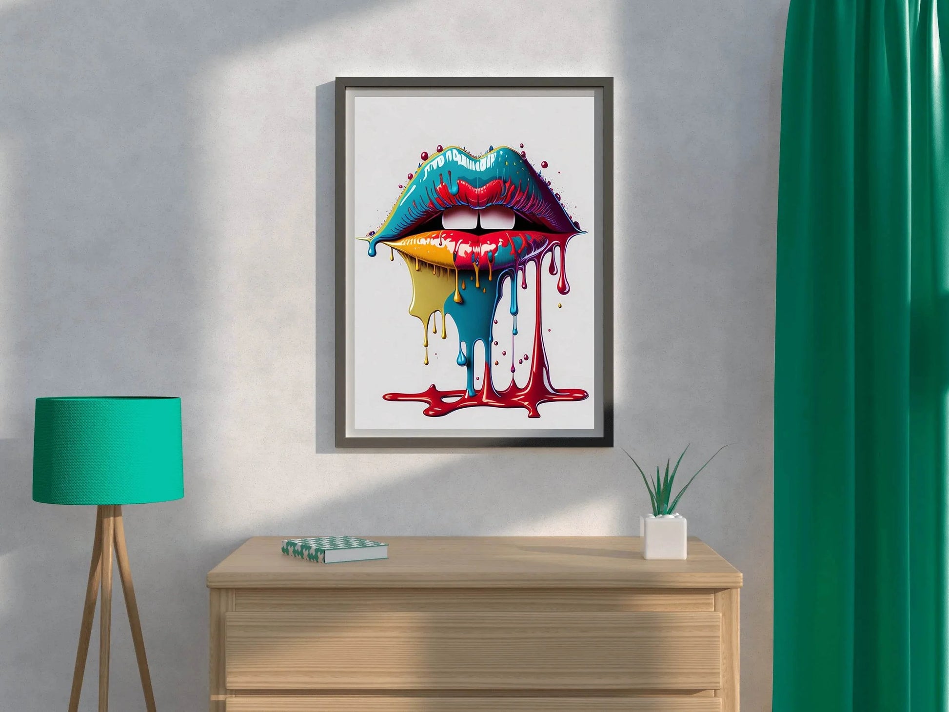 Woman Lips With Colorful Lipstick Wall Art - beink online art store