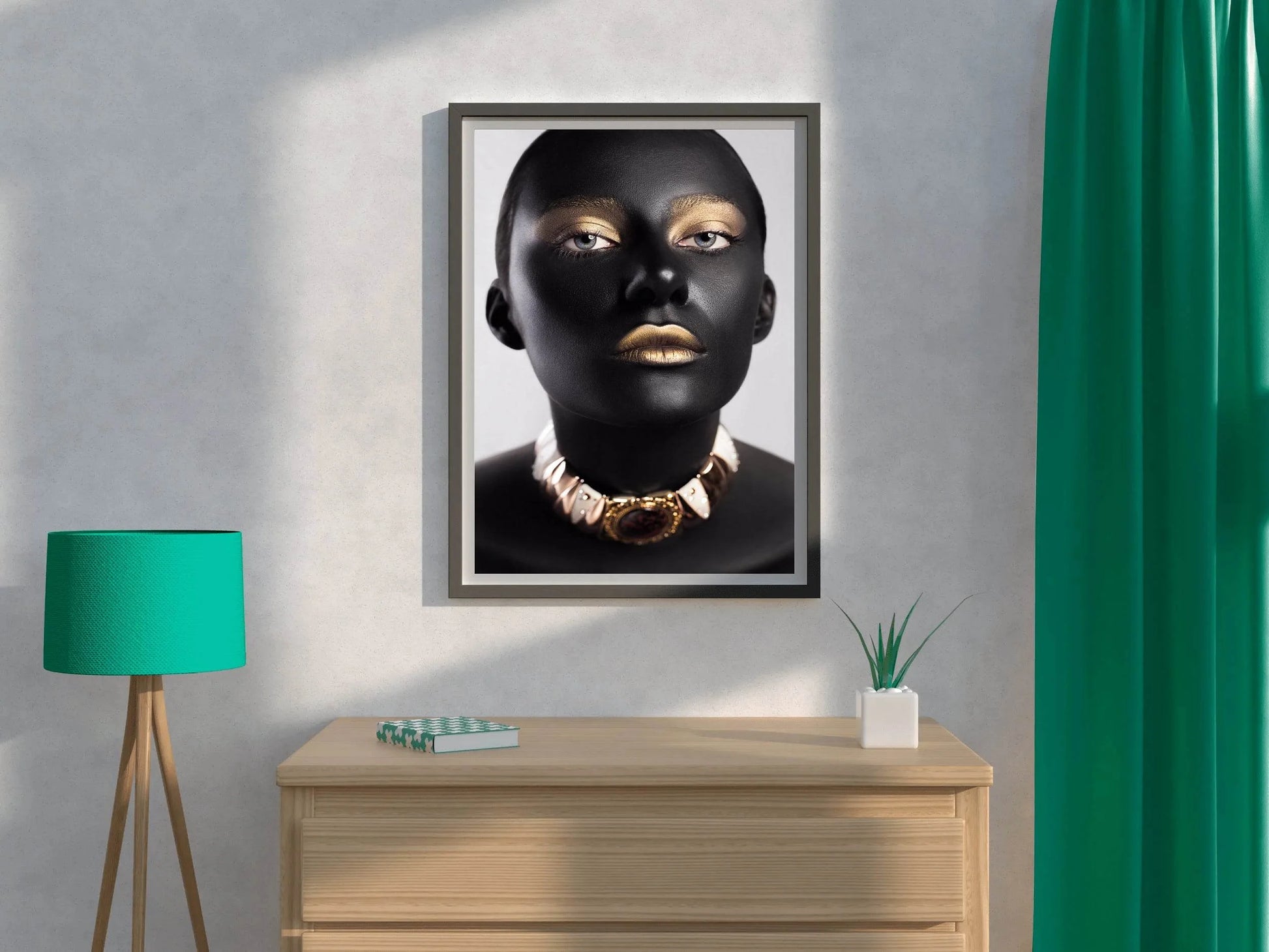 Arte Black Gold On a Woman Face Wall Art - beink online art store