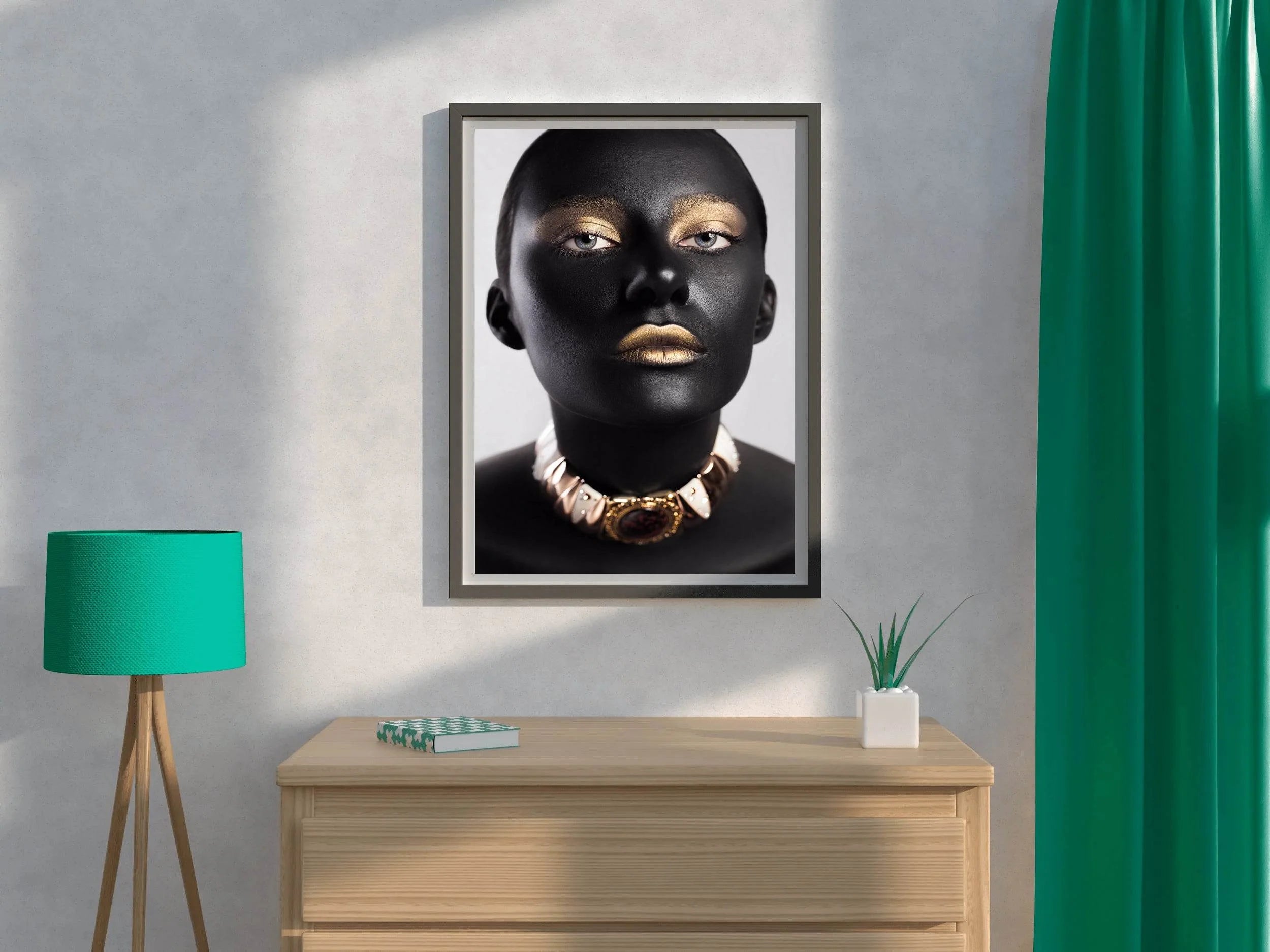 Arte Black Gold On a Woman Face Wall Art - beink online art store