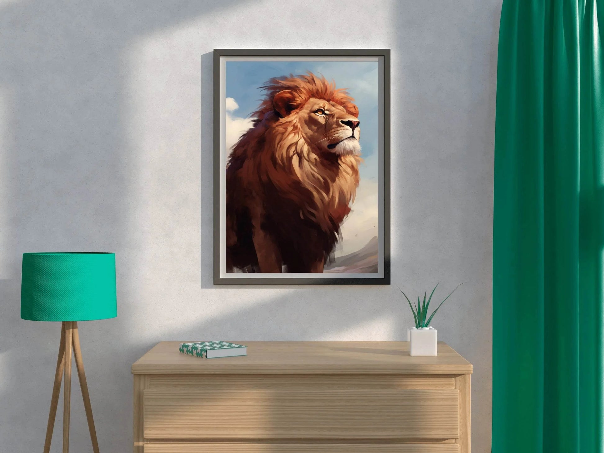 Watercolor Painting of a Lion Wall Art - beink online art store