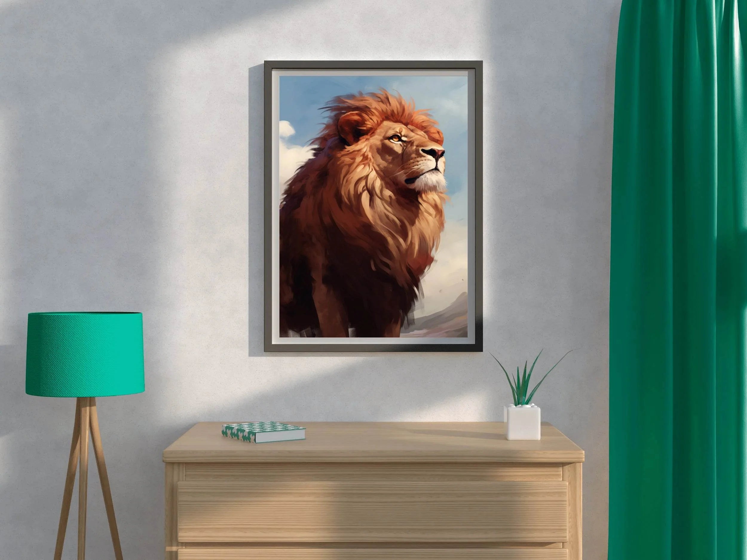 Watercolor Painting of a Lion Wall Art - beink online art store