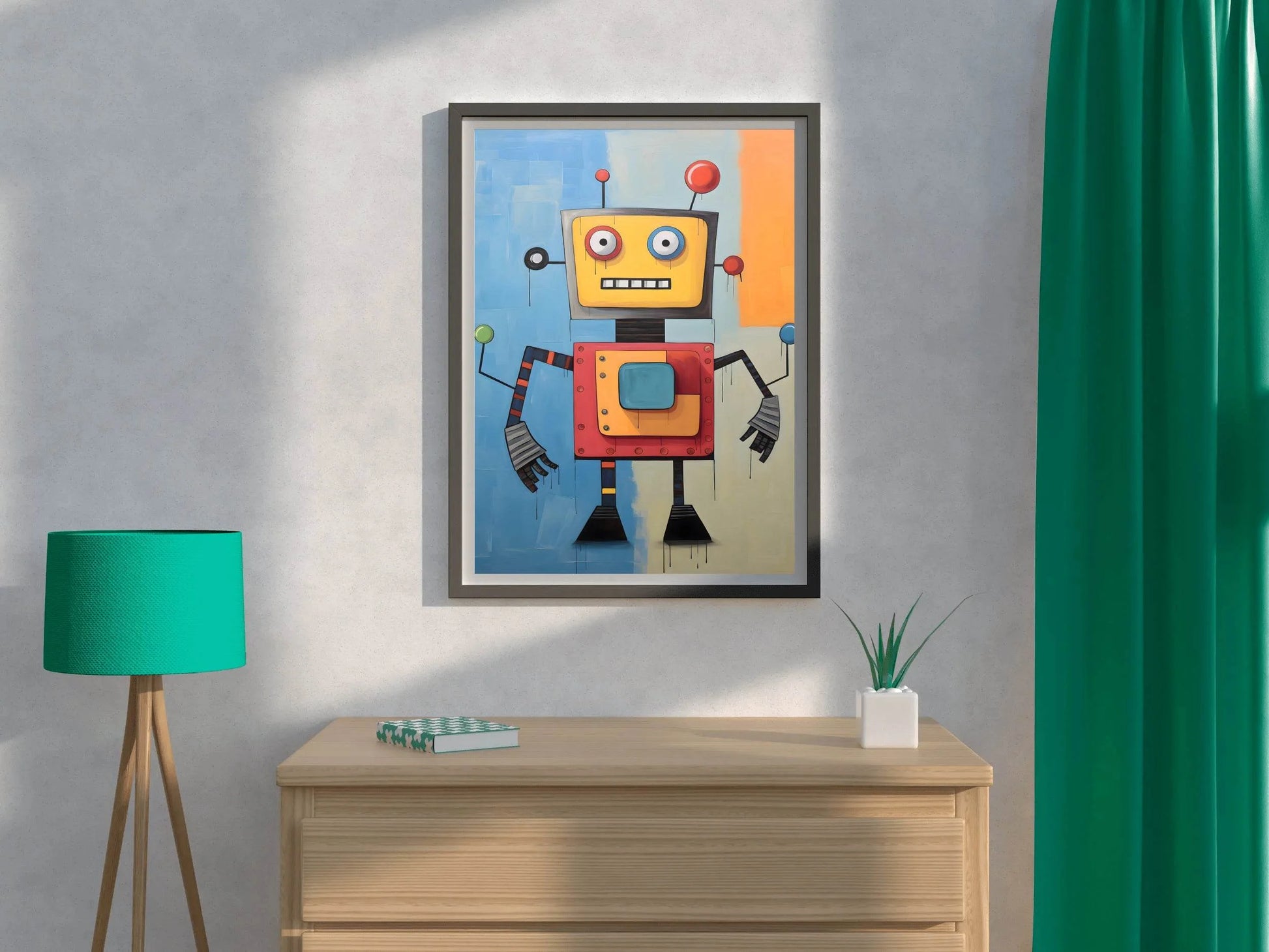 Paper Drawing of an Angry Robot - beink online art store