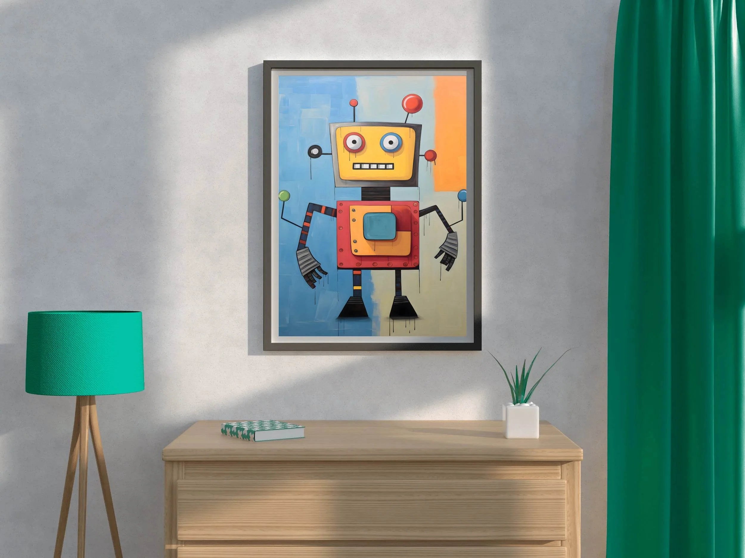 Paper Drawing of an Angry Robot - beink online art store
