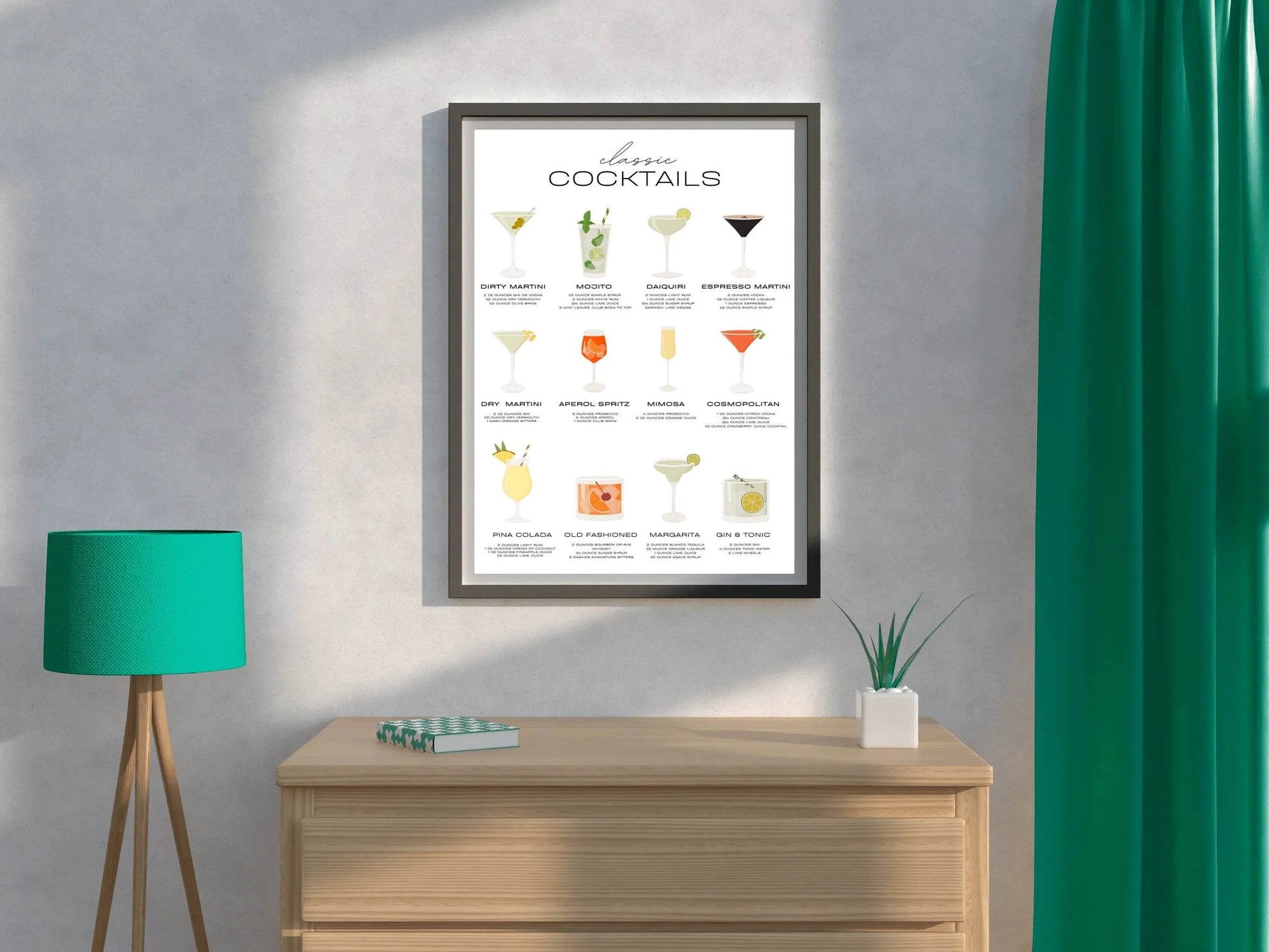 Cocktails List Wall Art - beink online art store