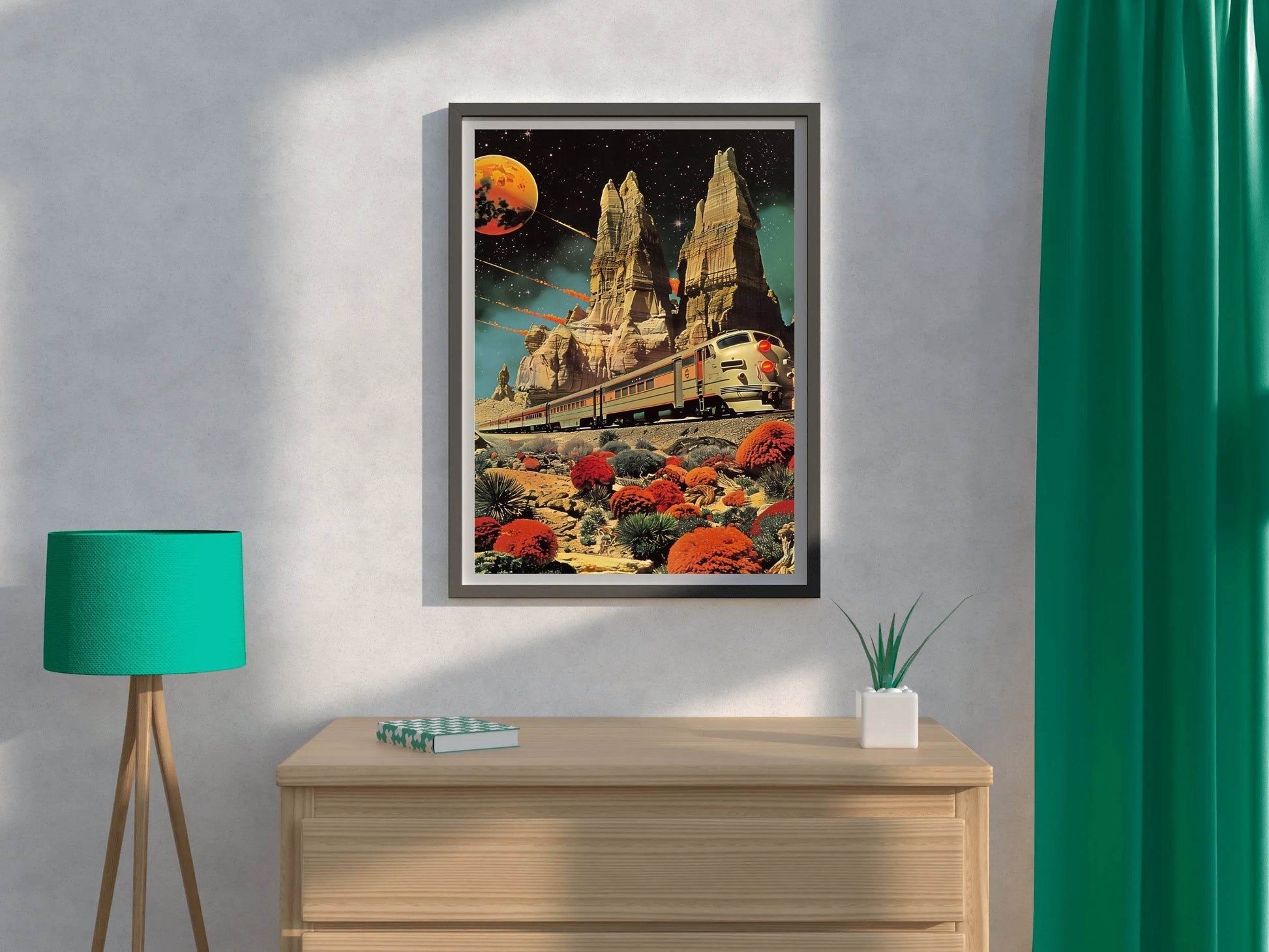 Painting Of A Train Passing Through The Plain Wall Art - beink online art store