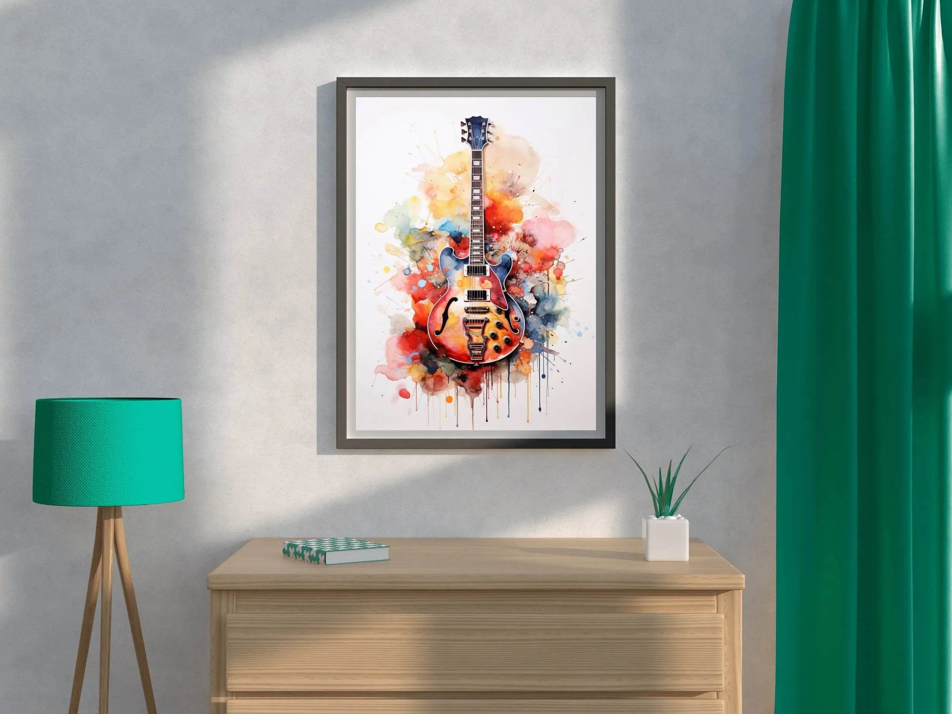 Guitar Painting With Colorful Patterns Wall Art - beink online art store