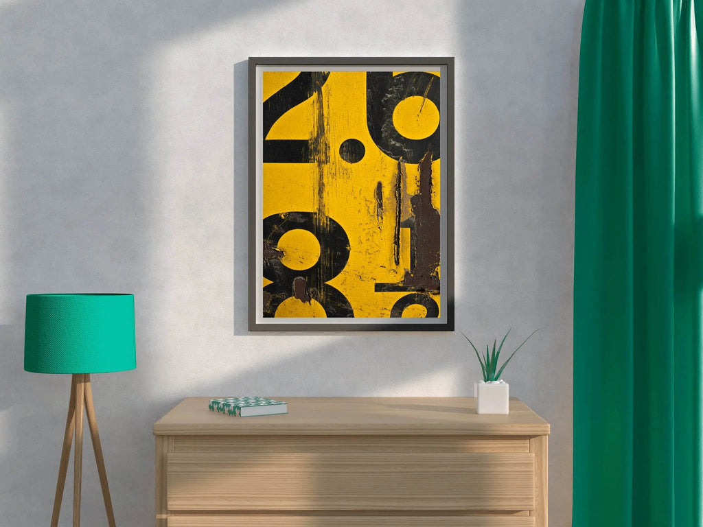 Digits With Yellow Background Abstract Wall Art - beink online art store