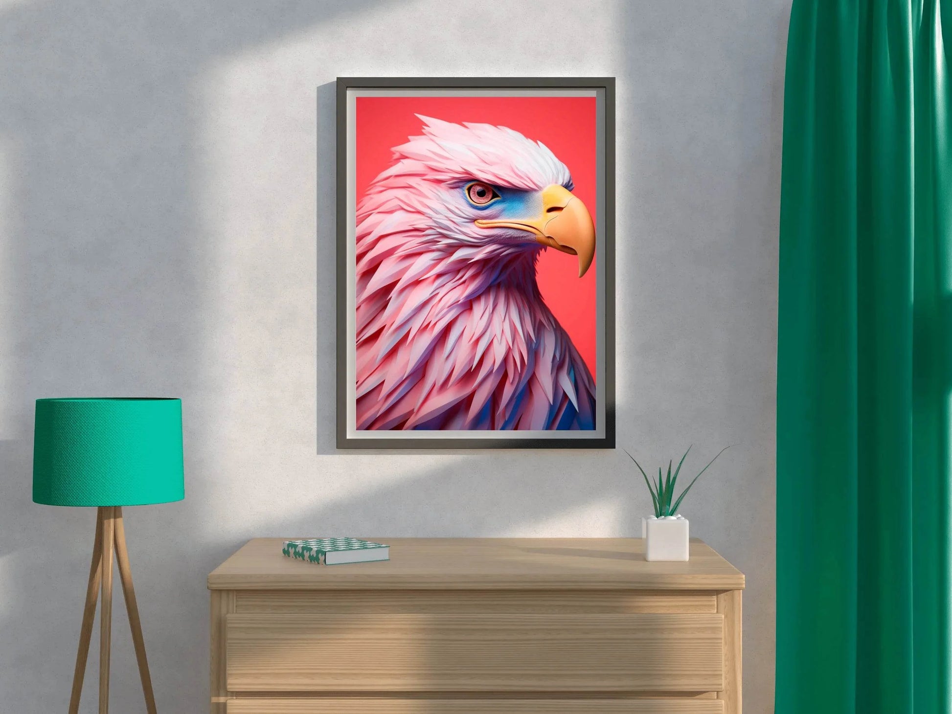 Pink and Blue Painted Eagle Bird Wall Art - beink online art store