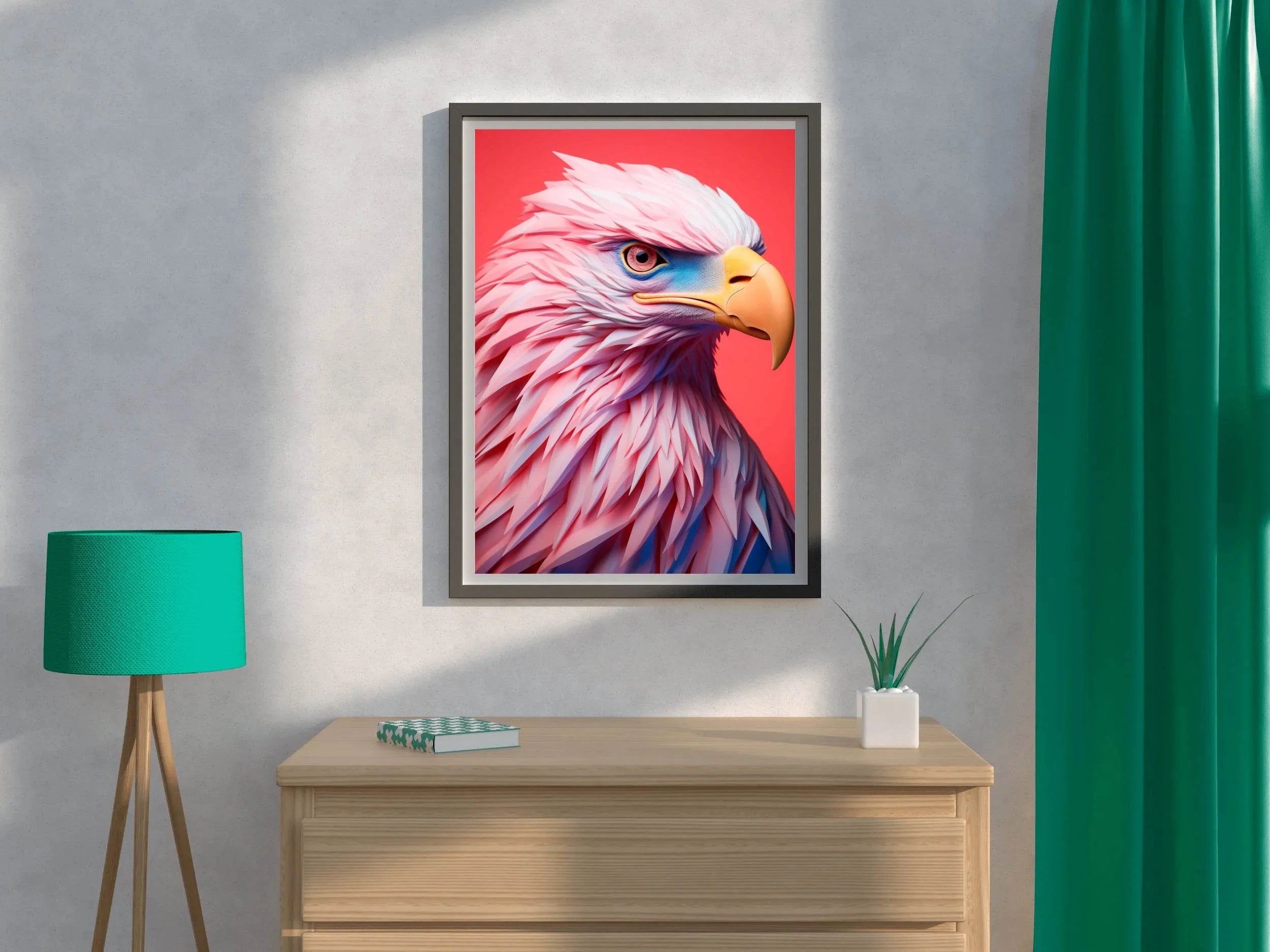 Pink and Blue Painted Eagle Bird Wall Art - beink online art store