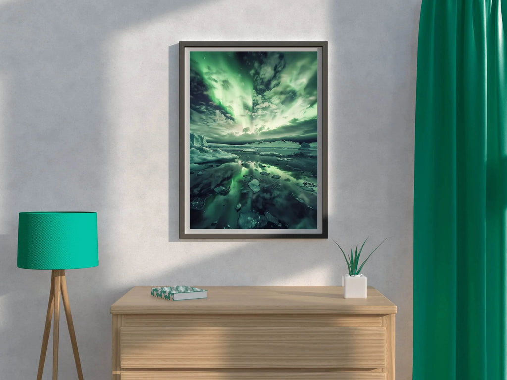 Vibrant Northern Lights with Iceberg Wall Art - beink online art store