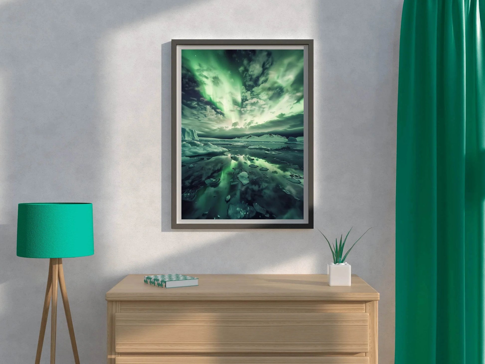 Vibrant Northern Lights with Iceberg Wall Art - beink online art store