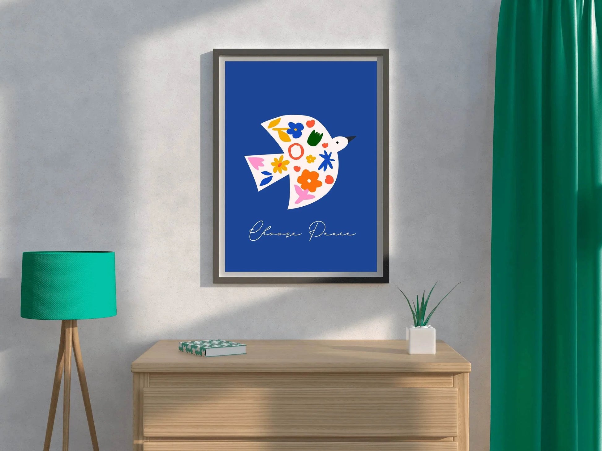 Bird Painting Decorated With Flowers Wall Art - beink online art store