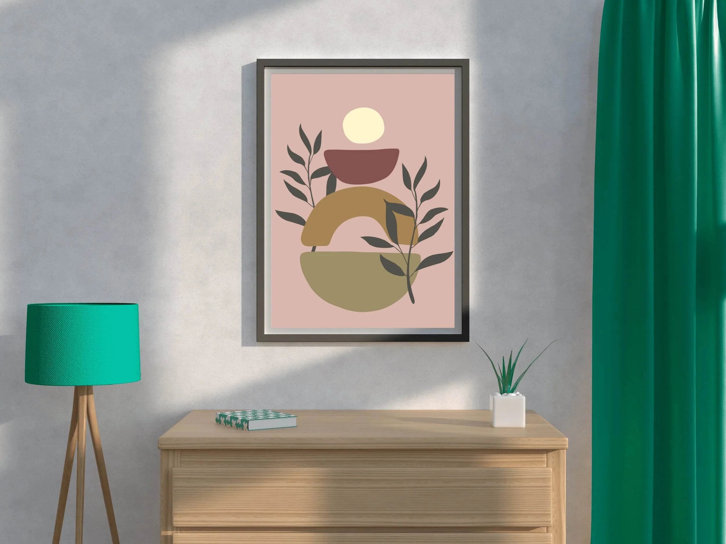 Geometric Shapes with Leaf ArtWork - beink online art store