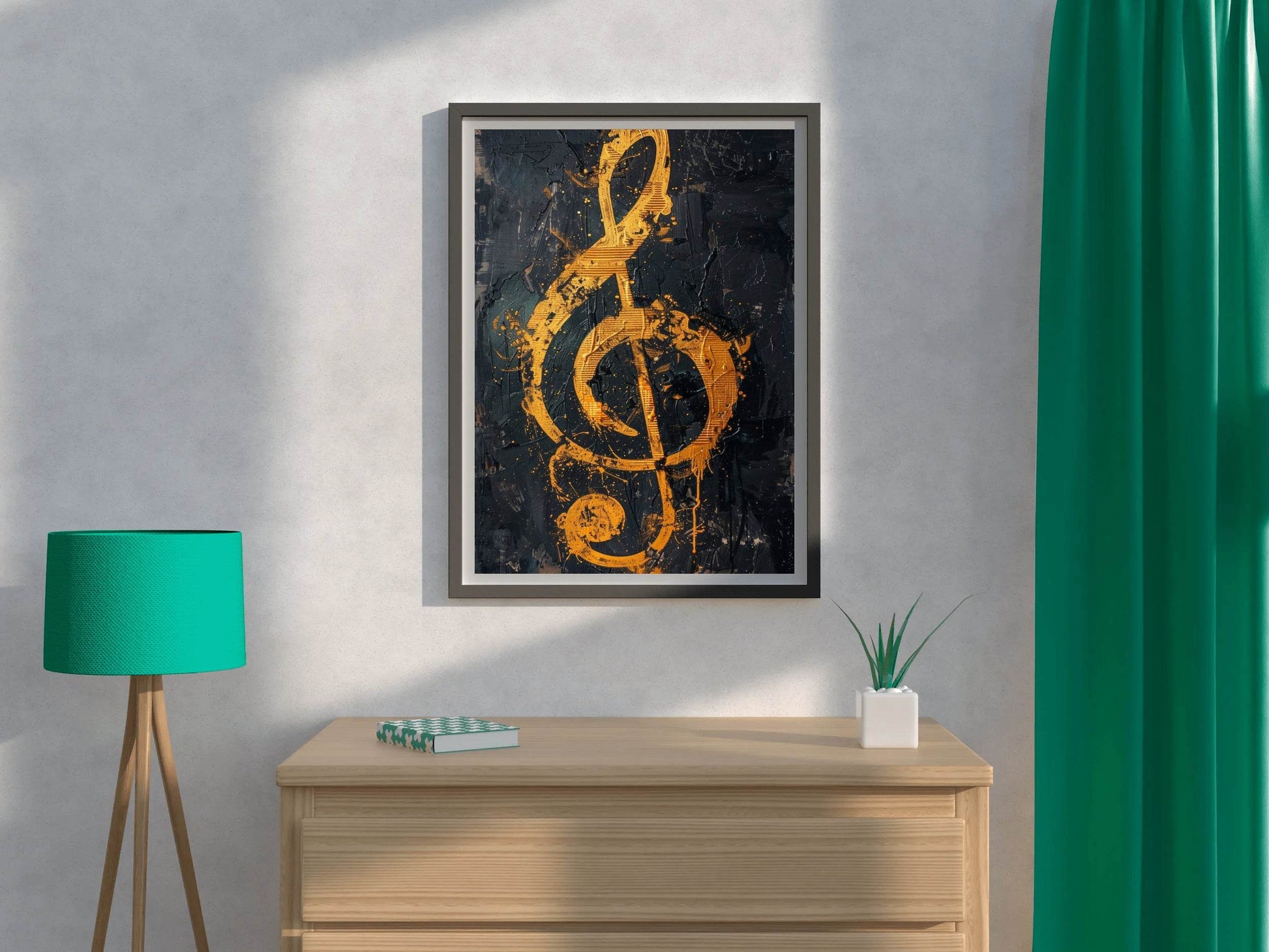Yellow Musical Notes Wall Art - beink online art store