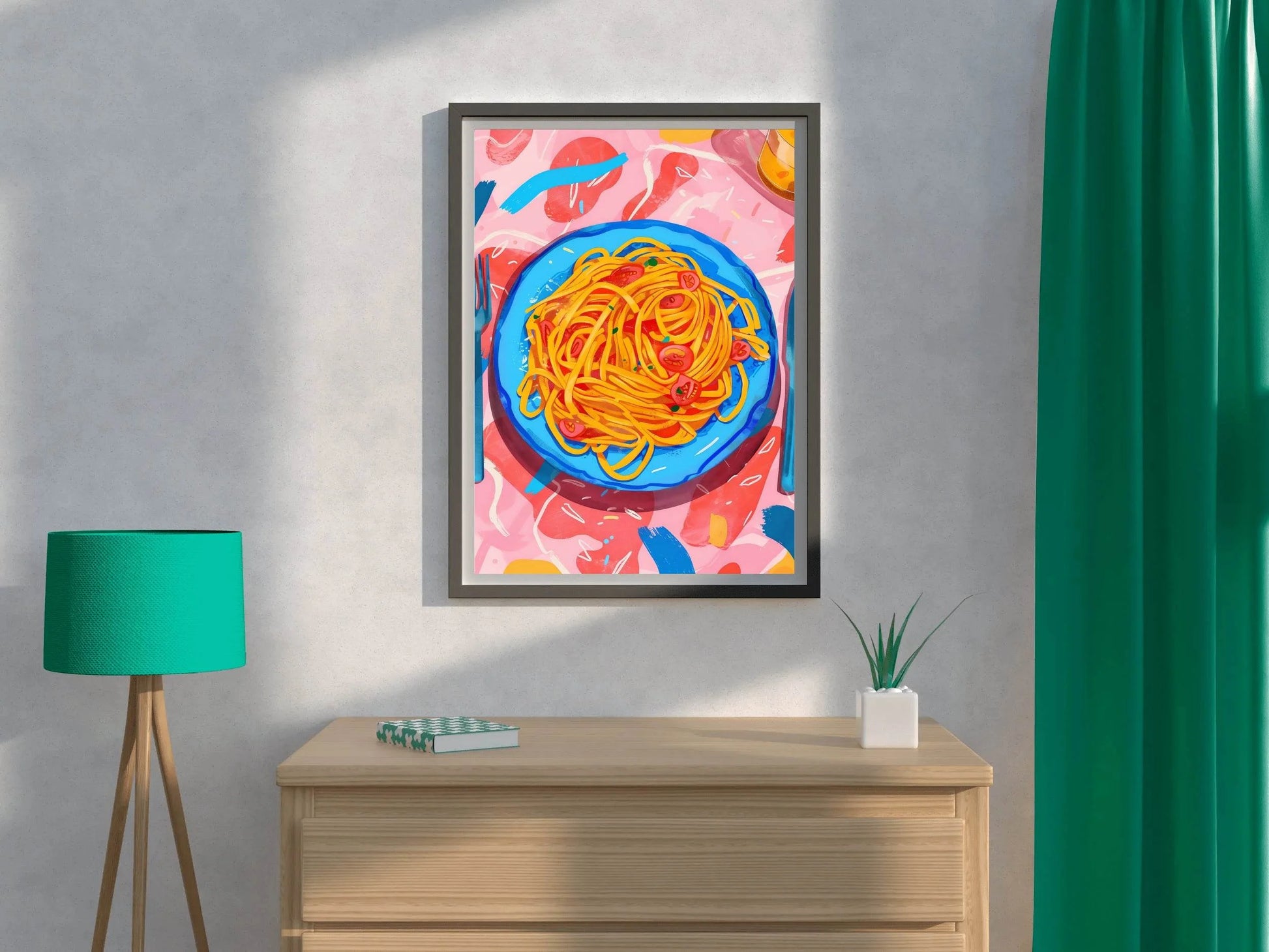 Painting Plate of Spaghetti with Tomato Sauce Wall Art - beink online art store