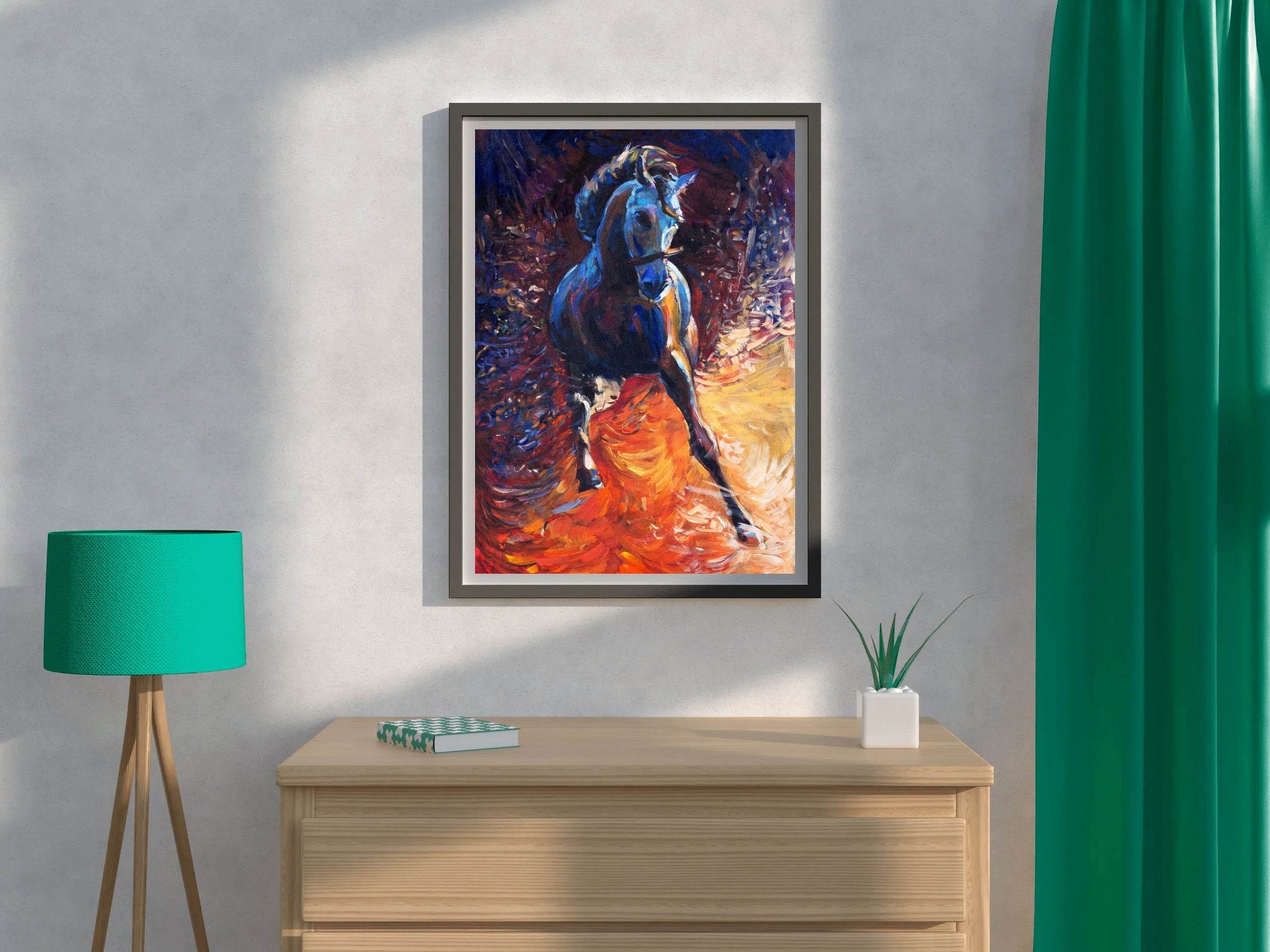 Oil Painting Of Rebellious Horse Wall Art - beink online art store