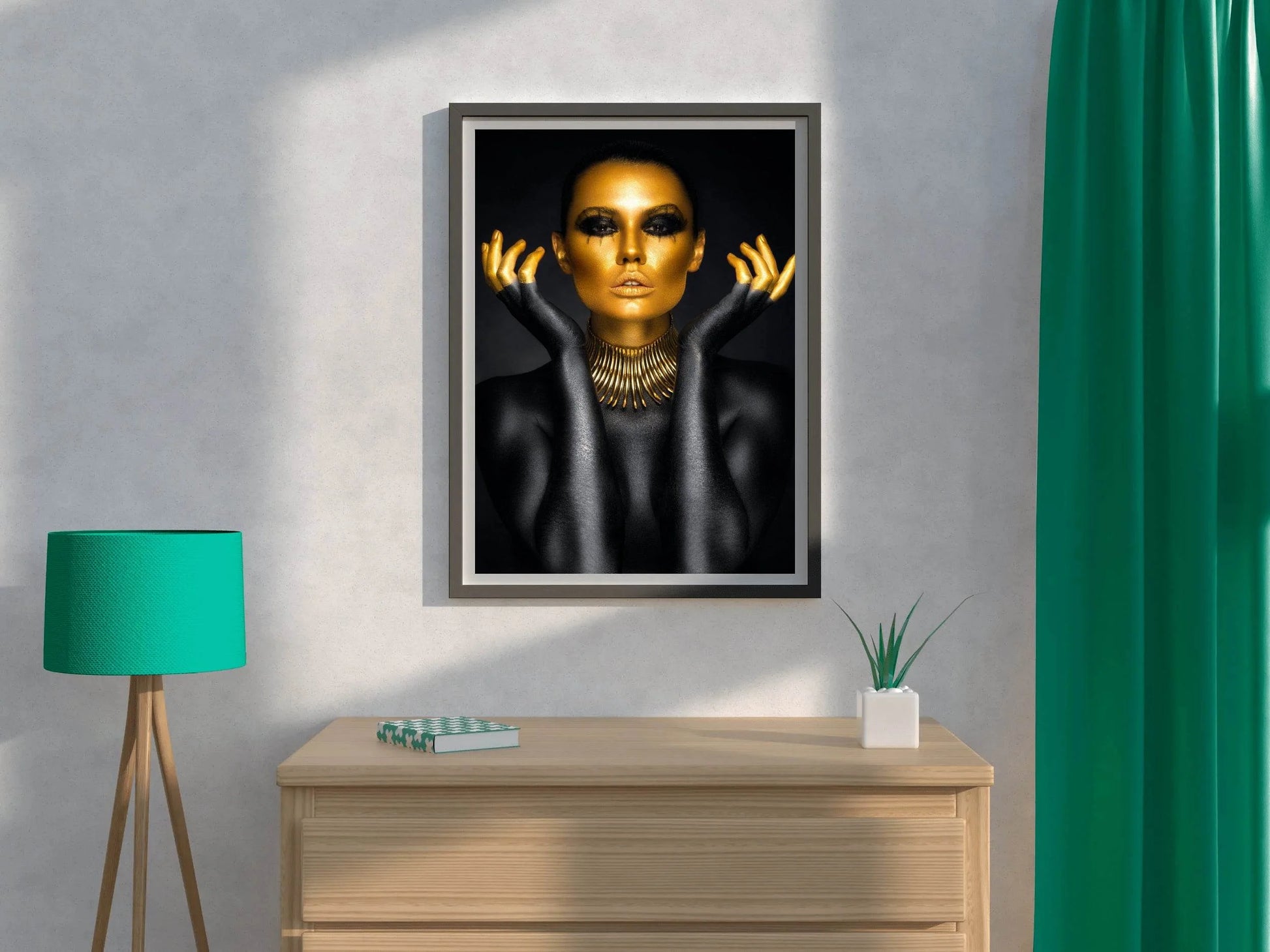 Golden Face Of a Woman Wall Art - beink online art store