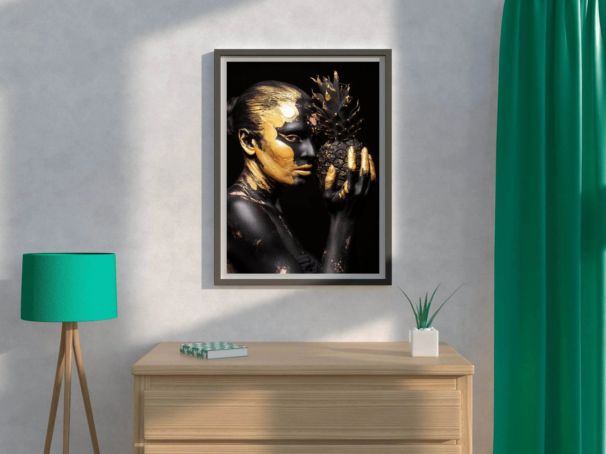 Portrait Young Woman With Golden Color Wall Art - beink online art store