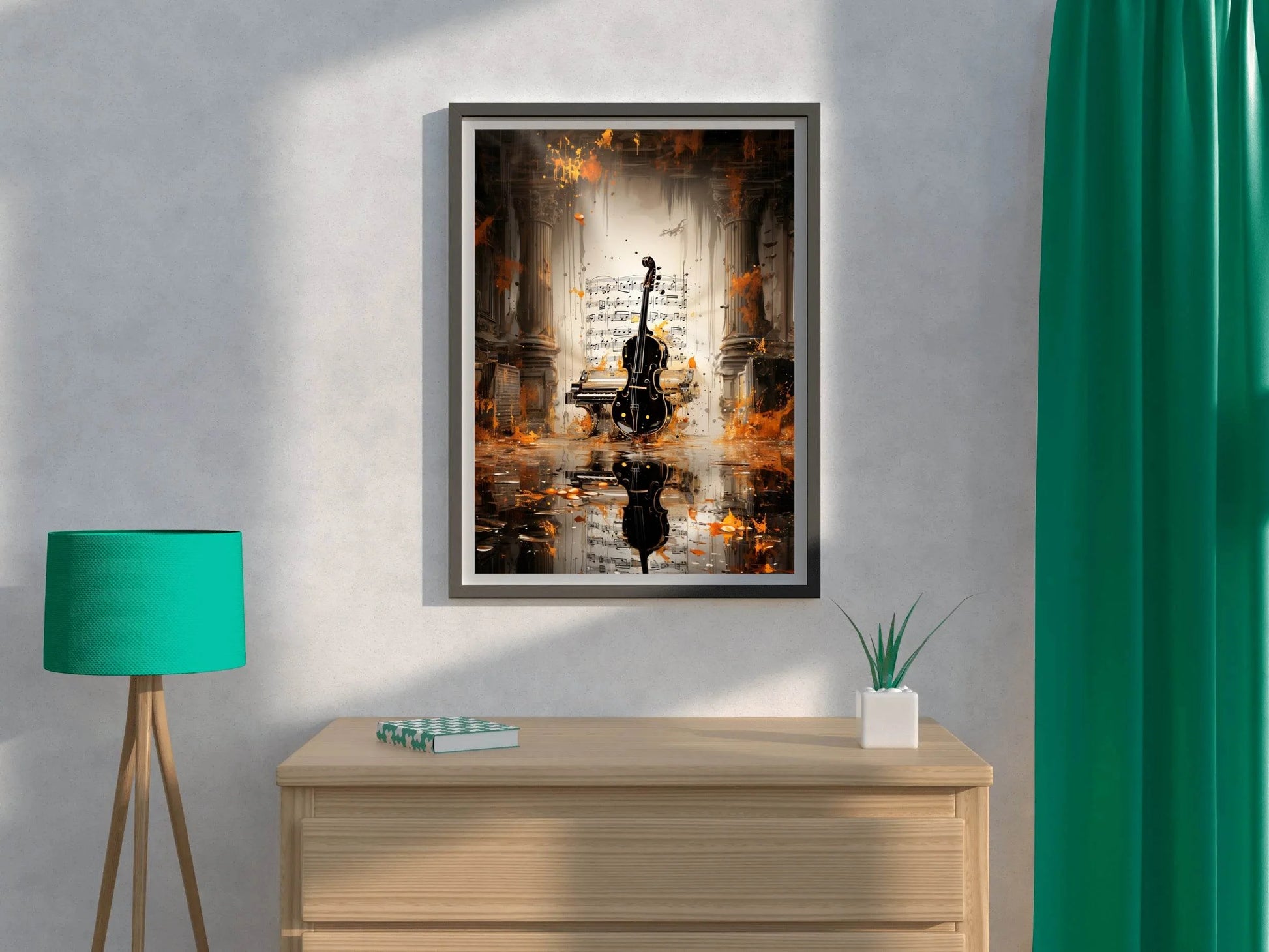 Violin With Musical Notes Wall Art - beink online art store