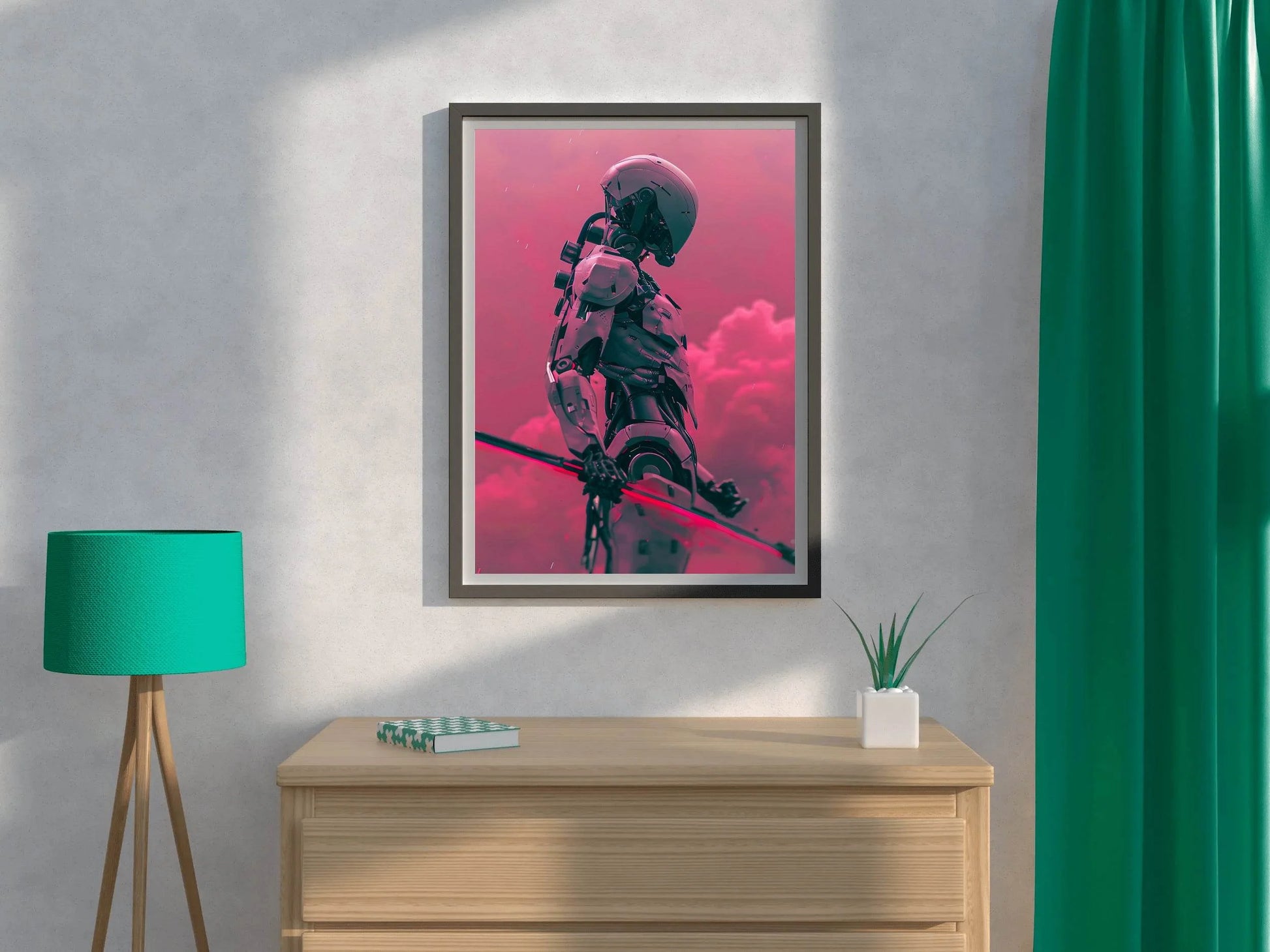 Robotic Man Holding Weapon Modern Art - beink online art store