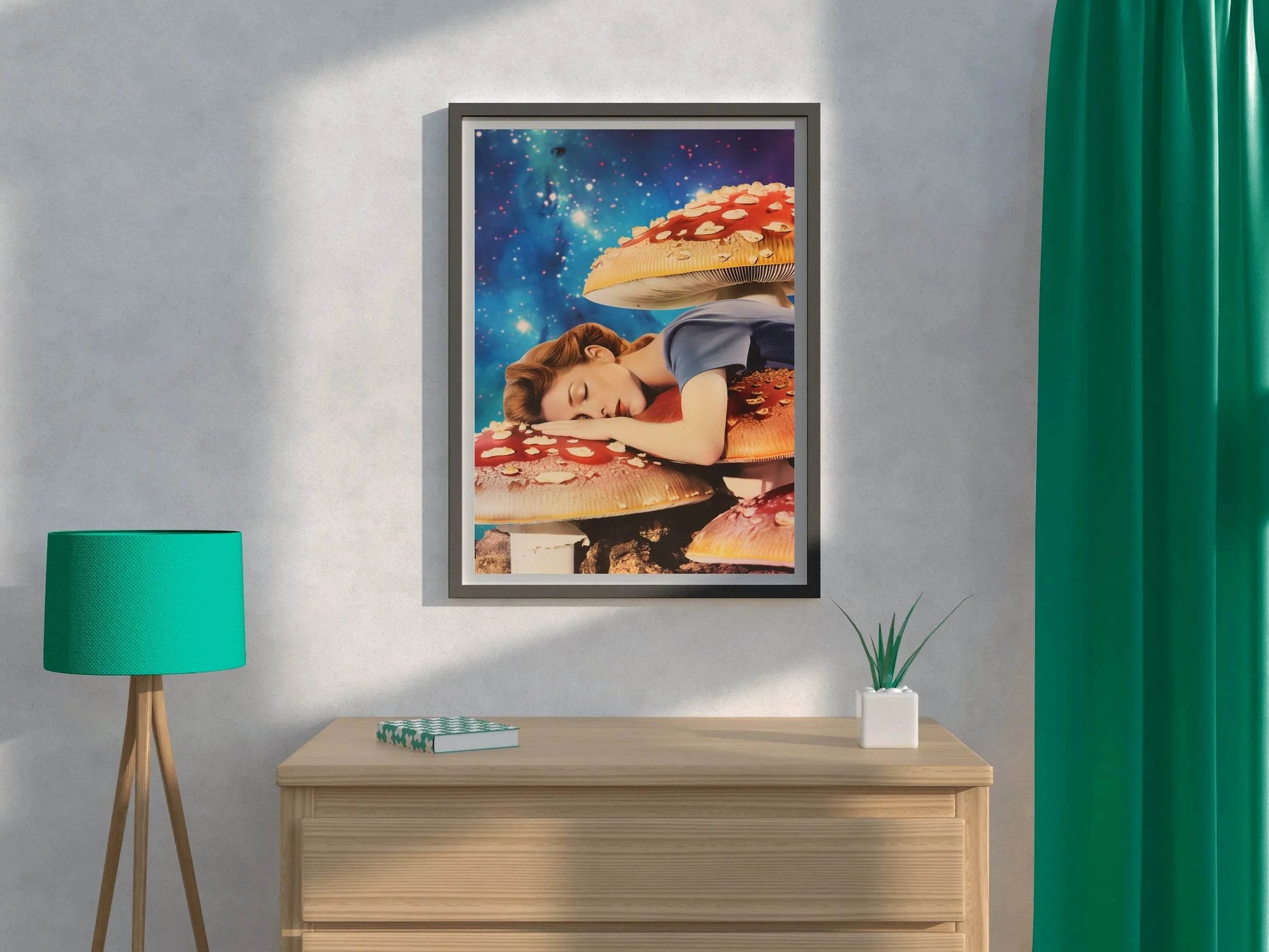 Girl Sleeping On A Mushroom Wall Art - beink online art store