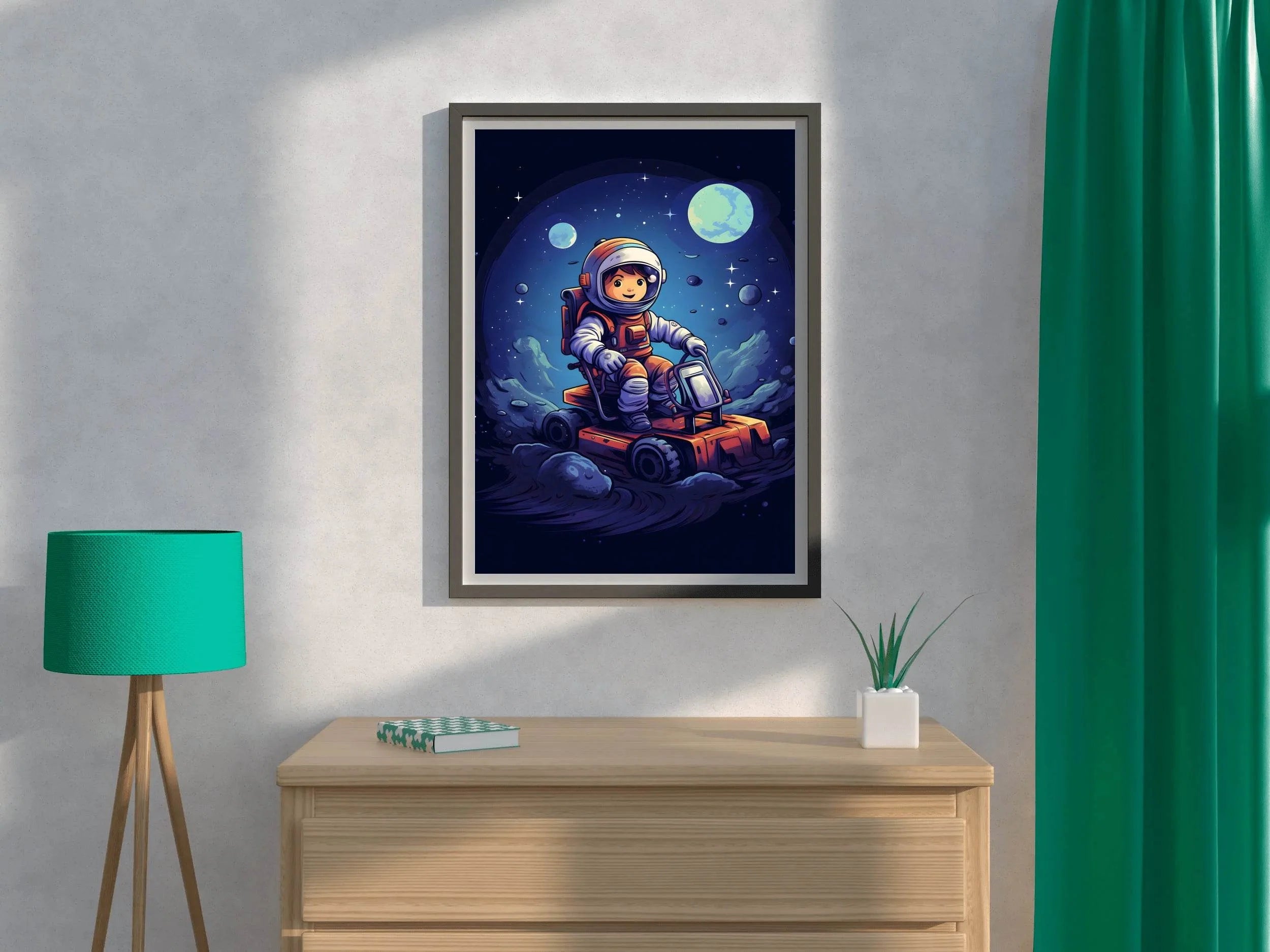Painting of Astonaut Boy Riding in Space - beink online art store