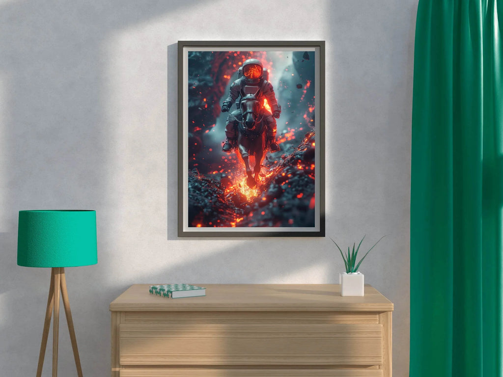 astronaut in suit riding horse Wall Art - beink online art store