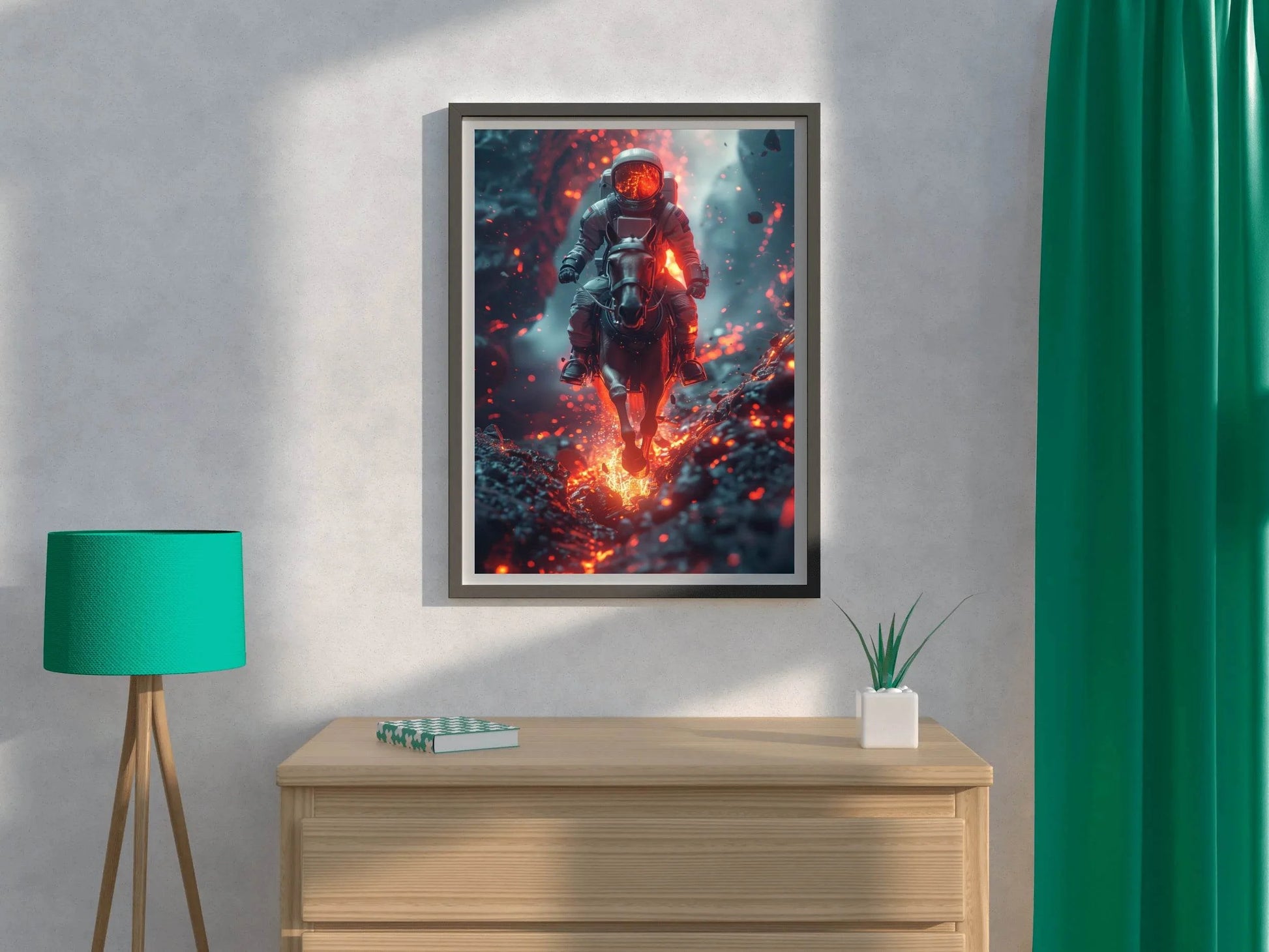 astronaut in suit riding horse Wall Art - beink online art store