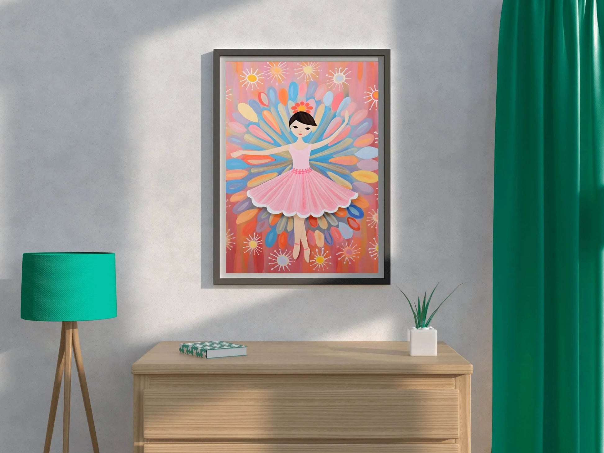 Ballet Cartoon Illustration of a Cute Little Girl - beink online art store