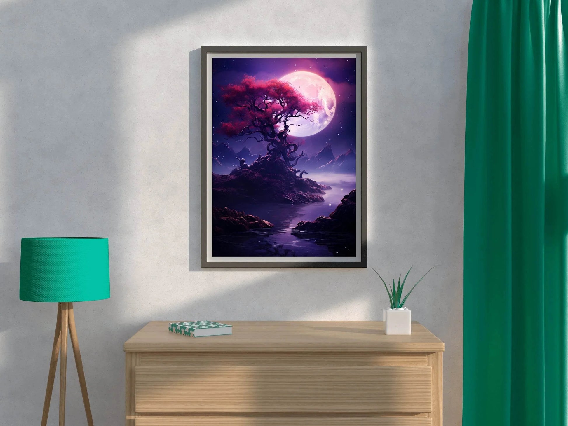 Sakura Tree In The Moonlight Wall Art - beink online art store