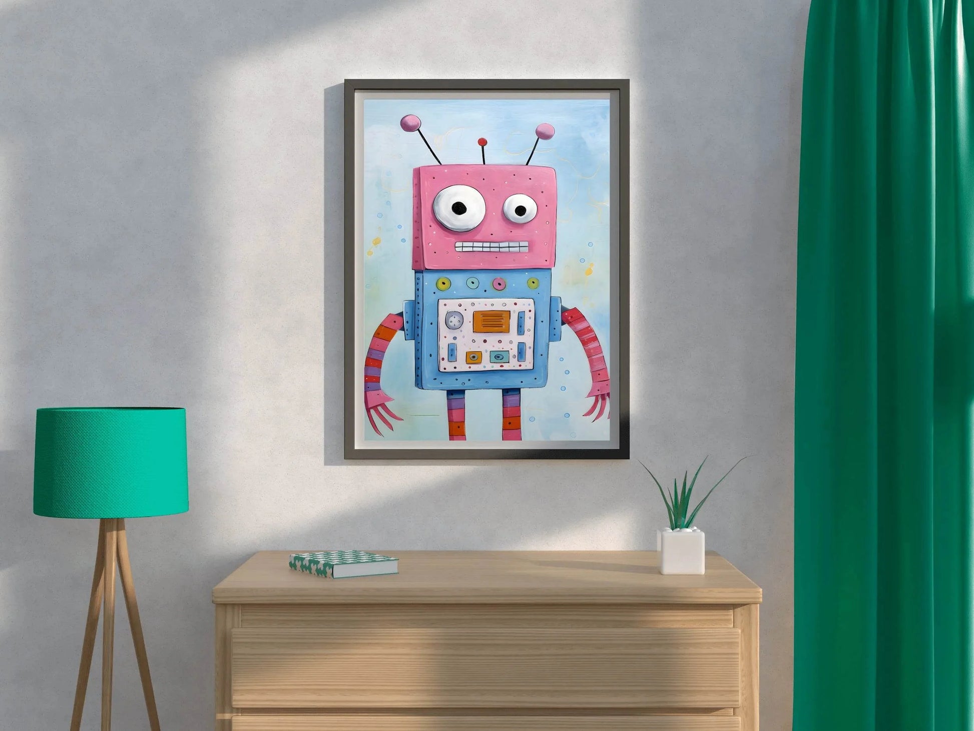 Pink Face Toy Robot Wall Art - beink online art store