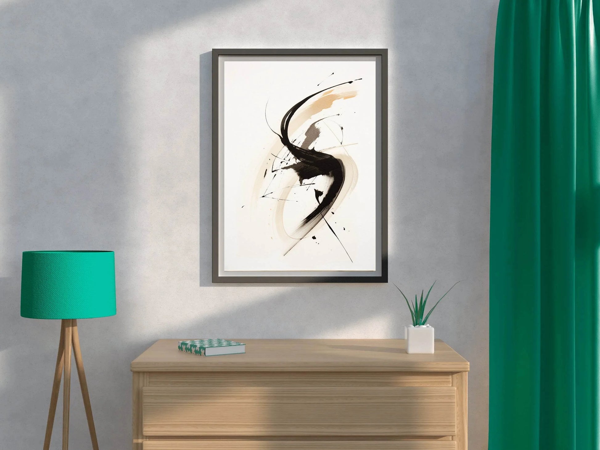 Swirl Black Ink Paint Abstract Wall Art - beink online art store