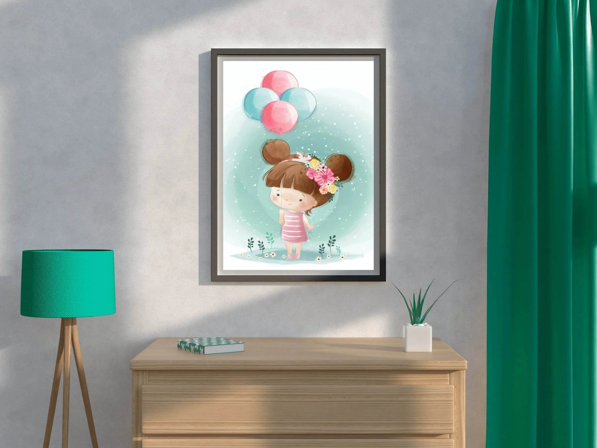 Cute Little Girl Holding Balloons - beink online art store