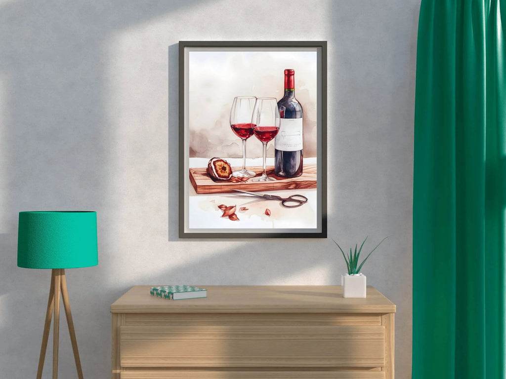 Red Wine Watercolor Painting - beink online art store