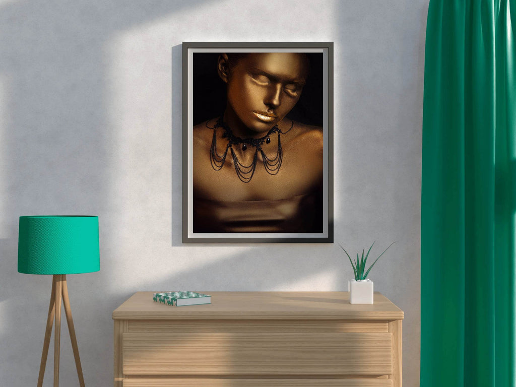 Golden Bust Of a Sleeping Person Wall Art - beink online art store