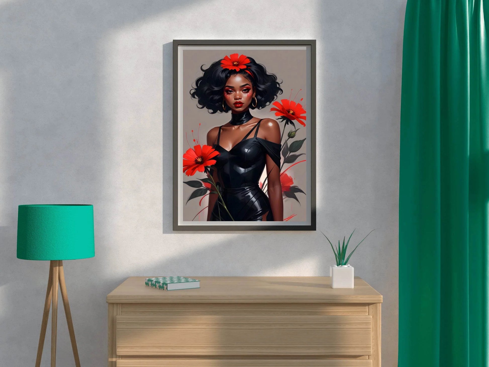 Floral Elegance Bold Beauty in Black and Red Wall Art - beink online art store