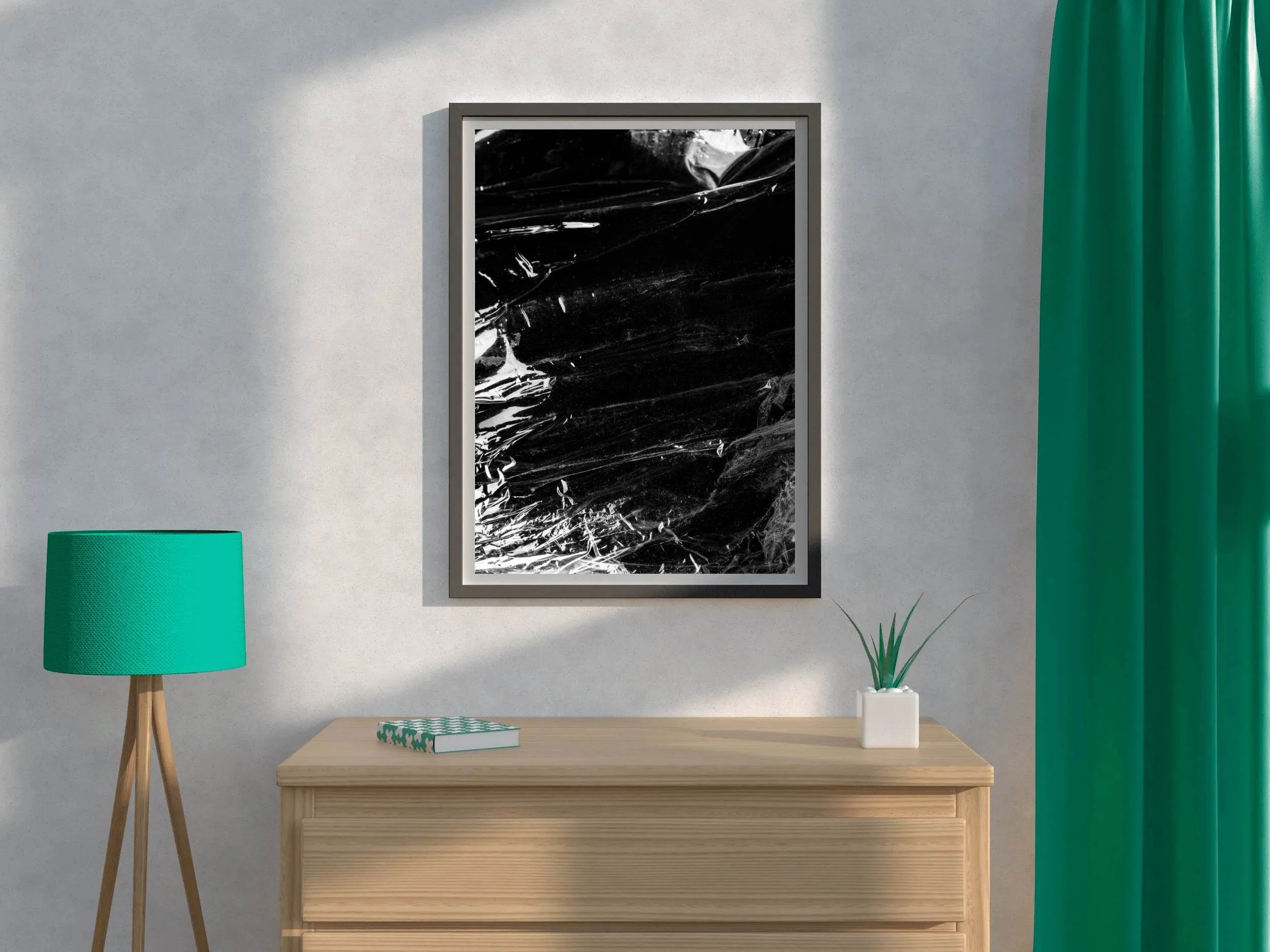 Wrinkled Plastic Black & White Wall Art - beink online art store