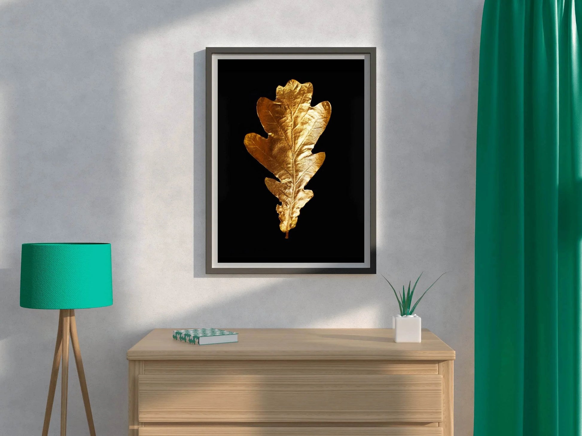 Golden Oak Leaf Wall Art - beink online art store